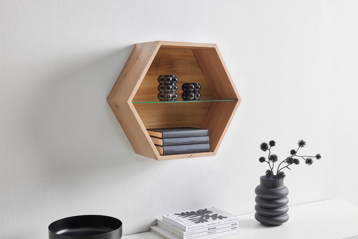 Etajeră de perete EDGE - stejar Artisan, Modern, material pe bază de lemn (51/44/19cm) - Modern Living