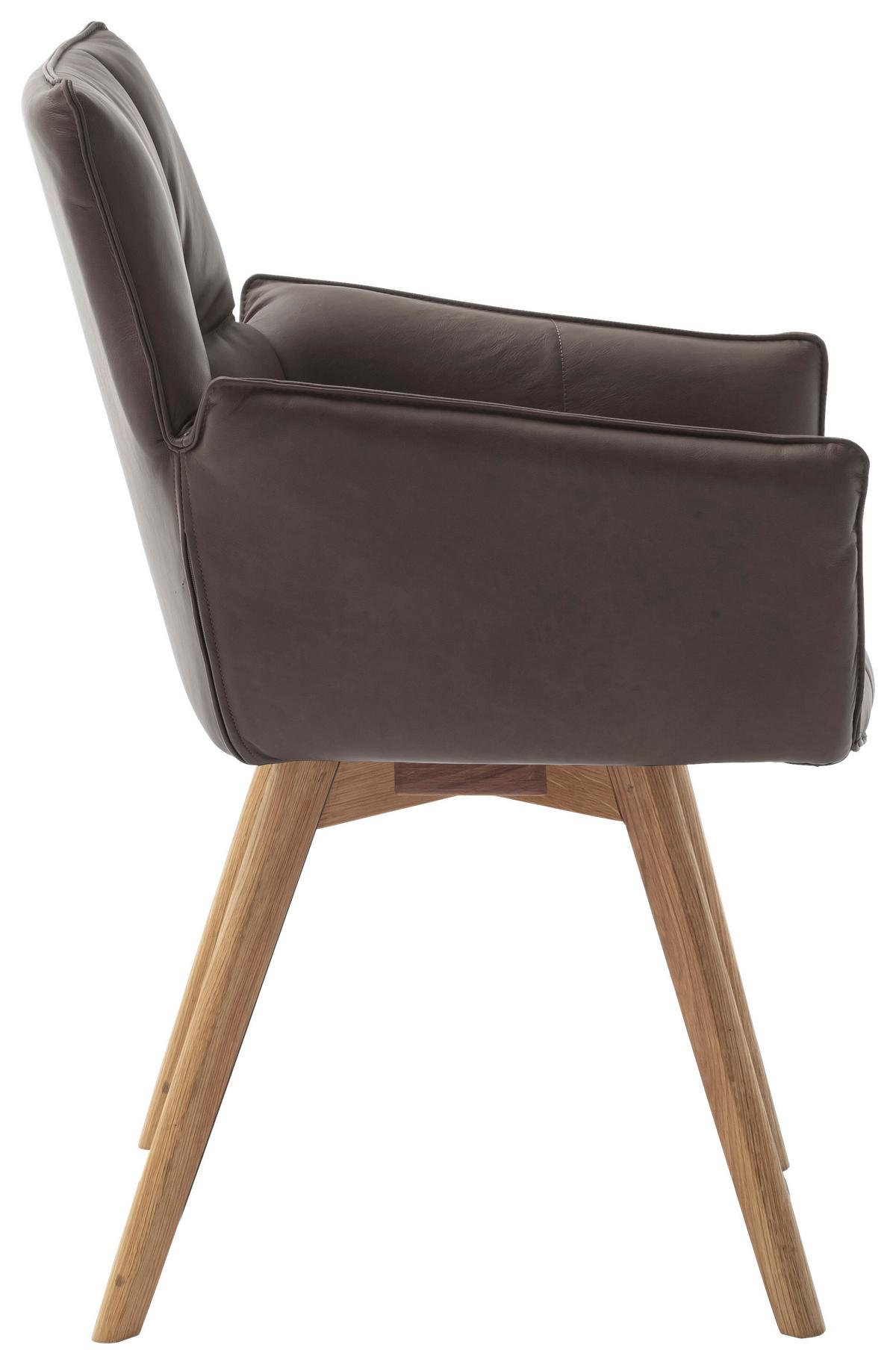 KRZESŁO Z PODŁOKIETNIKAMI CORK - dąb dziki/cappuccino, Konventionell, skóra/drewno (61/87/63cm) - Linea Natura