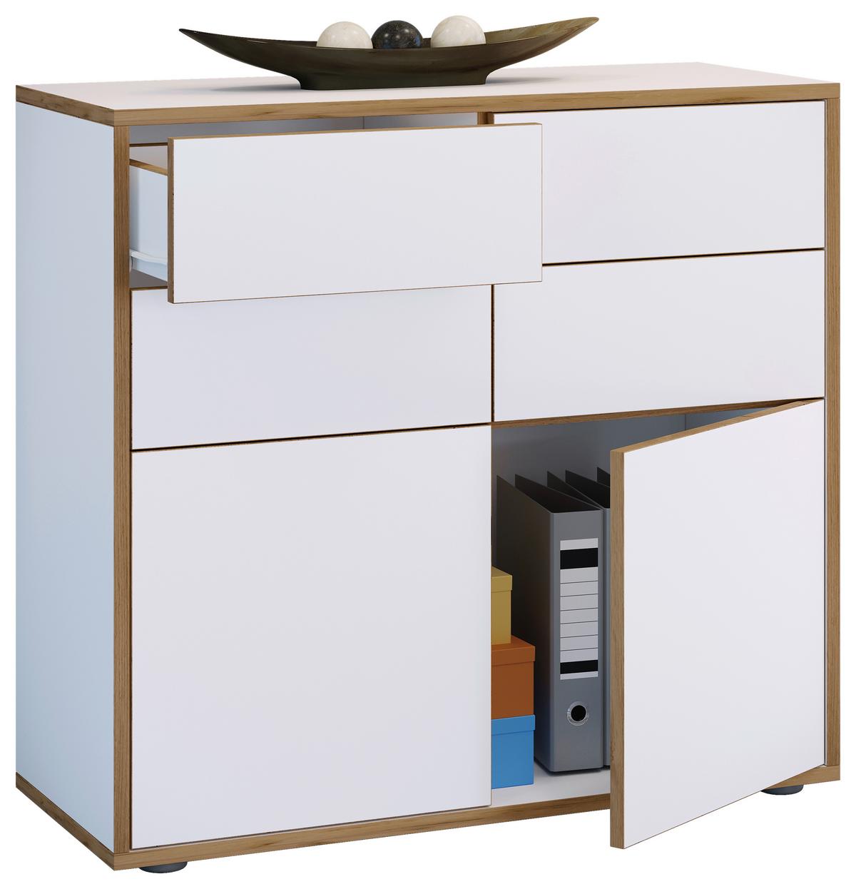 KOMMODE SALIA B100 - Honigeiche/Weiss, Design, Holzwerkstoff/Kunststoff (100/74/33cm) - MID.YOU