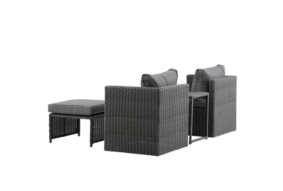 GARTENSET QUAD - Schwarz/Grau, KONVENTIONELL, Kunststoff/Metall - Gardenson