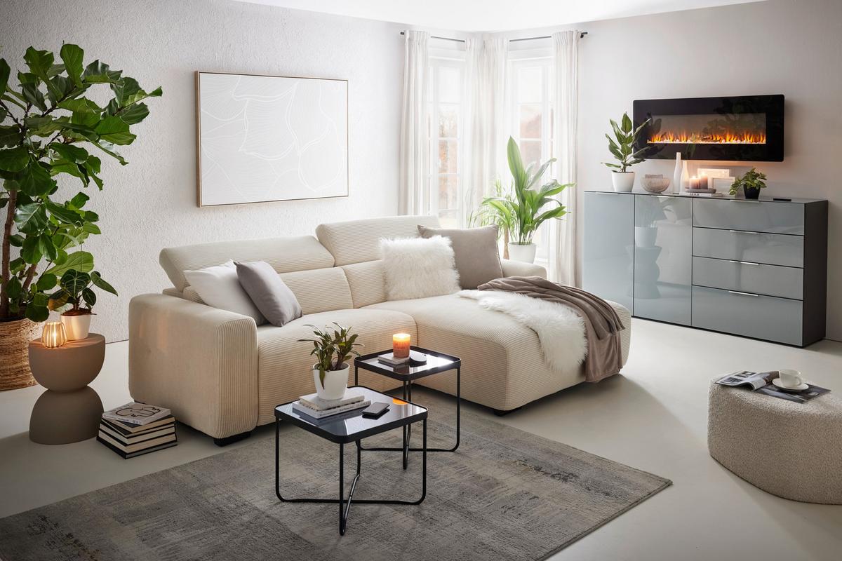 Canapé d'angle Bondico 255 Beige - beige/noir, Modern, métal/textile (255/170cm) - Mömax