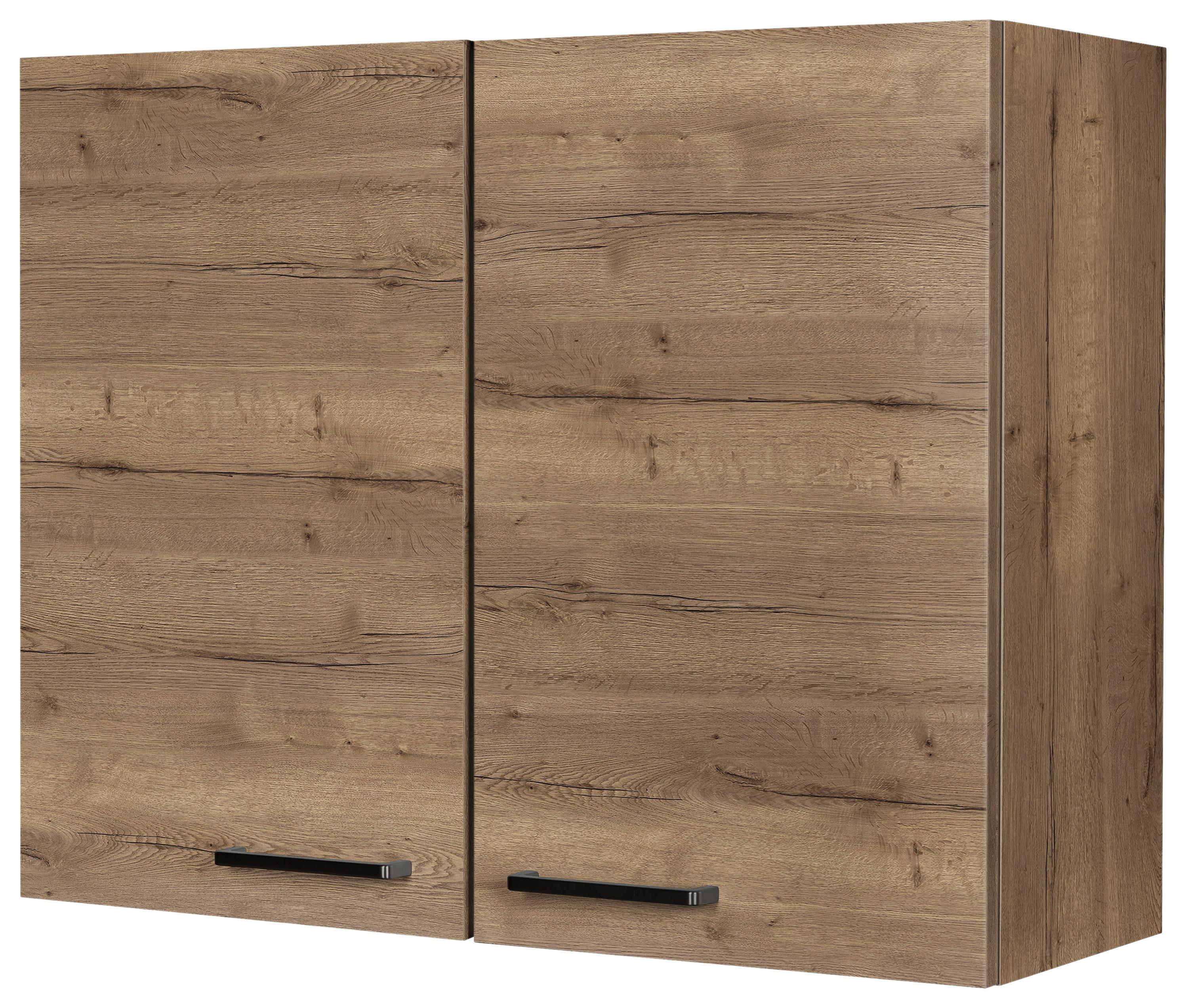 Küchenoberschrank Structura Eiche dunkel - Eiche dunkel/Schwarz, MODERN, Holzwerkstoff/Metall (90/72/35cm) - Nobilia