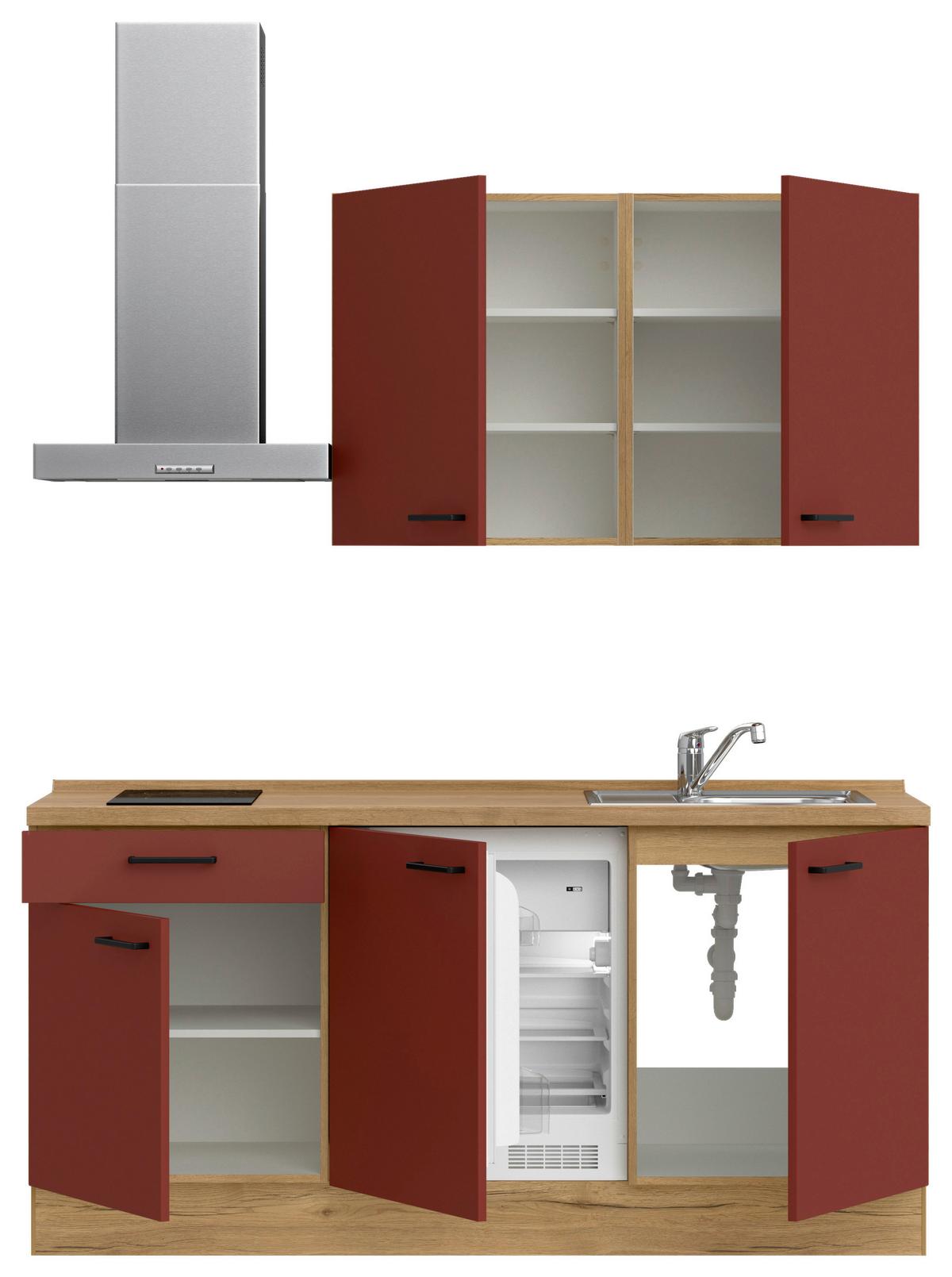 Küchenleerblock Easytouch Low o. Geräte Rot - Eichefarben/Rot, MODERN, Holzwerkstoff/Metall (180cm) - Nobilia