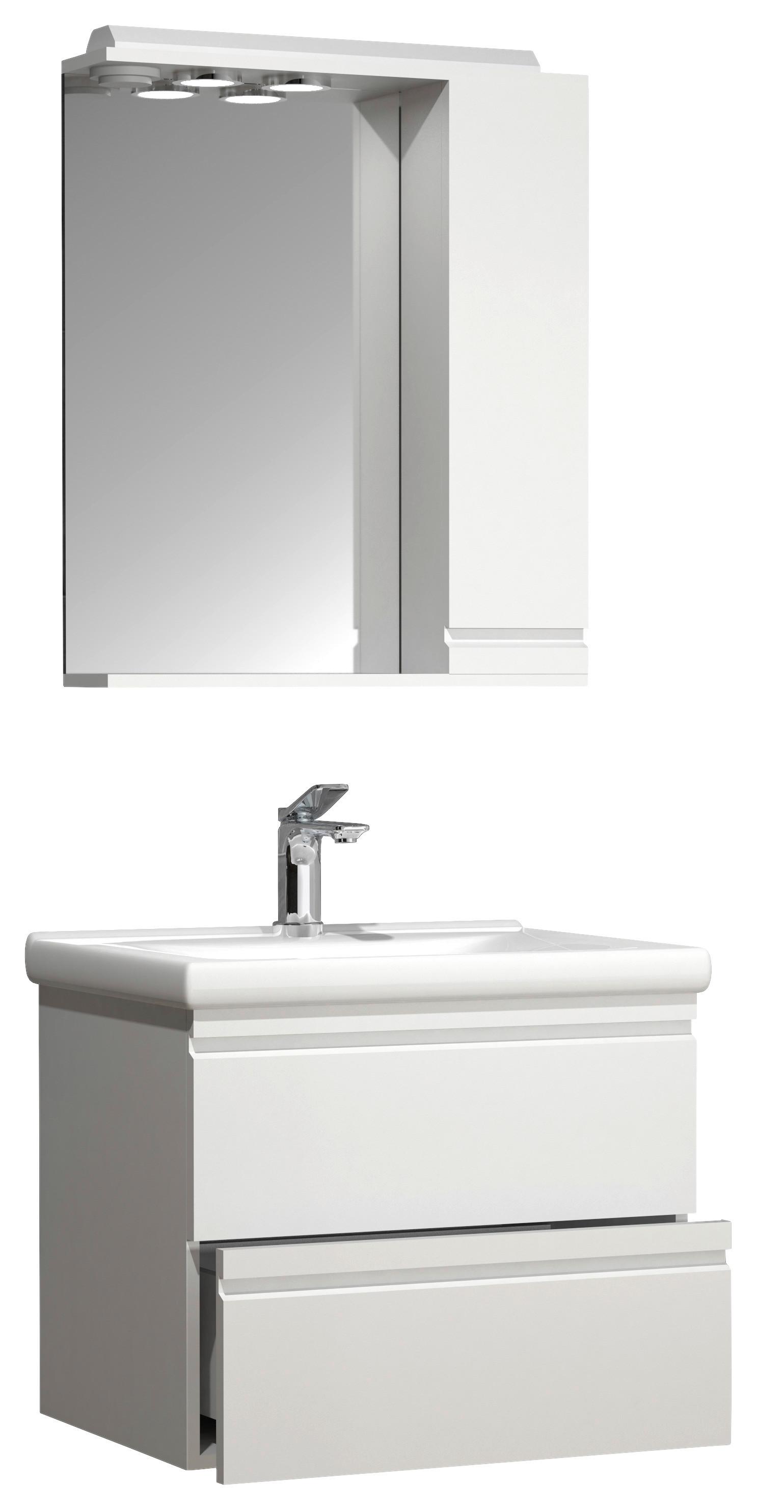 Kopalnica Silora L, Bela - bela, Moderno, steklo/leseni material (60cm) - MID.YOU