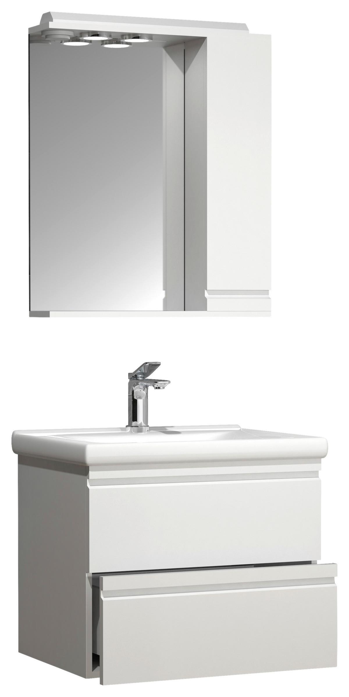 Kopalnica Silora L, Bela - bela, Moderno, steklo/leseni material (60cm) - MID.YOU