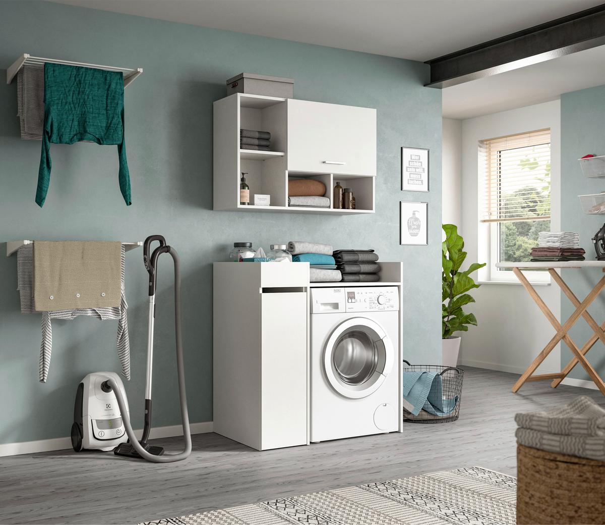 Waschmaschinenschrank Free Weiß - Weiß, Basics, Holzwerkstoff/Kunststoff (95/195/60cm) - MID.YOU