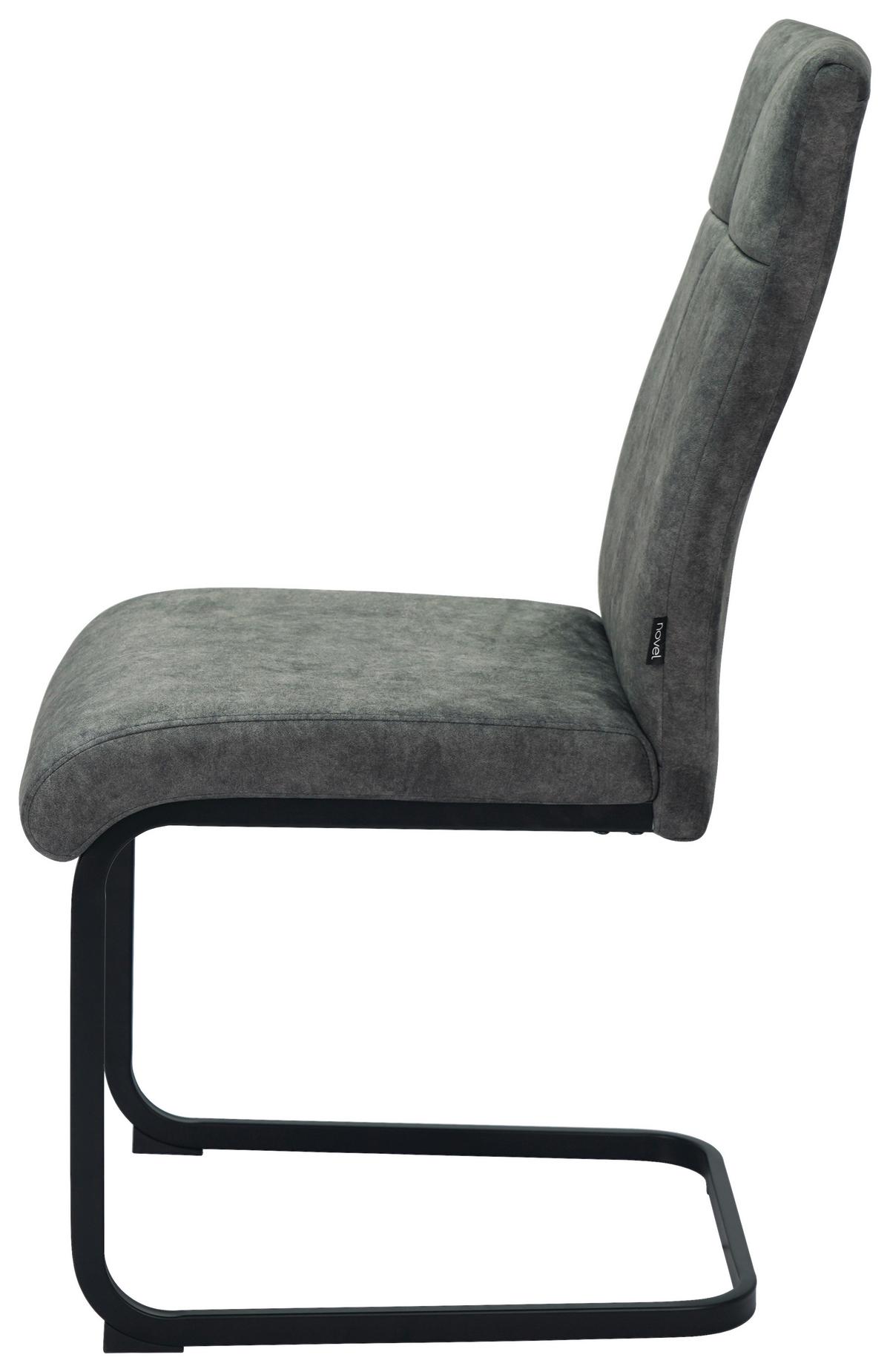 KRZESŁO NA PŁOZIE GISMO - antracytowy/czarny, Design, metal/tkanina (45/92/62cm) - Novel