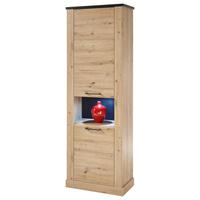 Vitrina Morel, Barva Hrasta, Črna - črna/barve hrasta, Romantika, leseni material (71/211/38cm) - Mömax