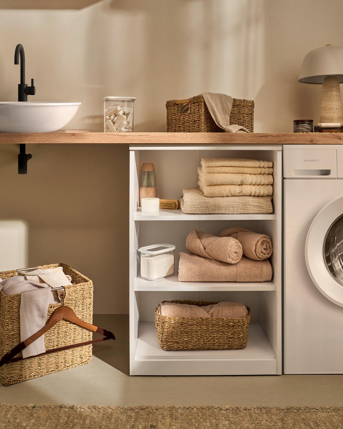 REGAŁ EASY - biały/czarny, Basics, materiał drewnopochodny (55/84/36cm) - Xora