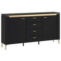Komoda Norica, Črna, Zlata - zlate barve/črna, Trend, kovina/leseni material (155,3/87,3/40cm)