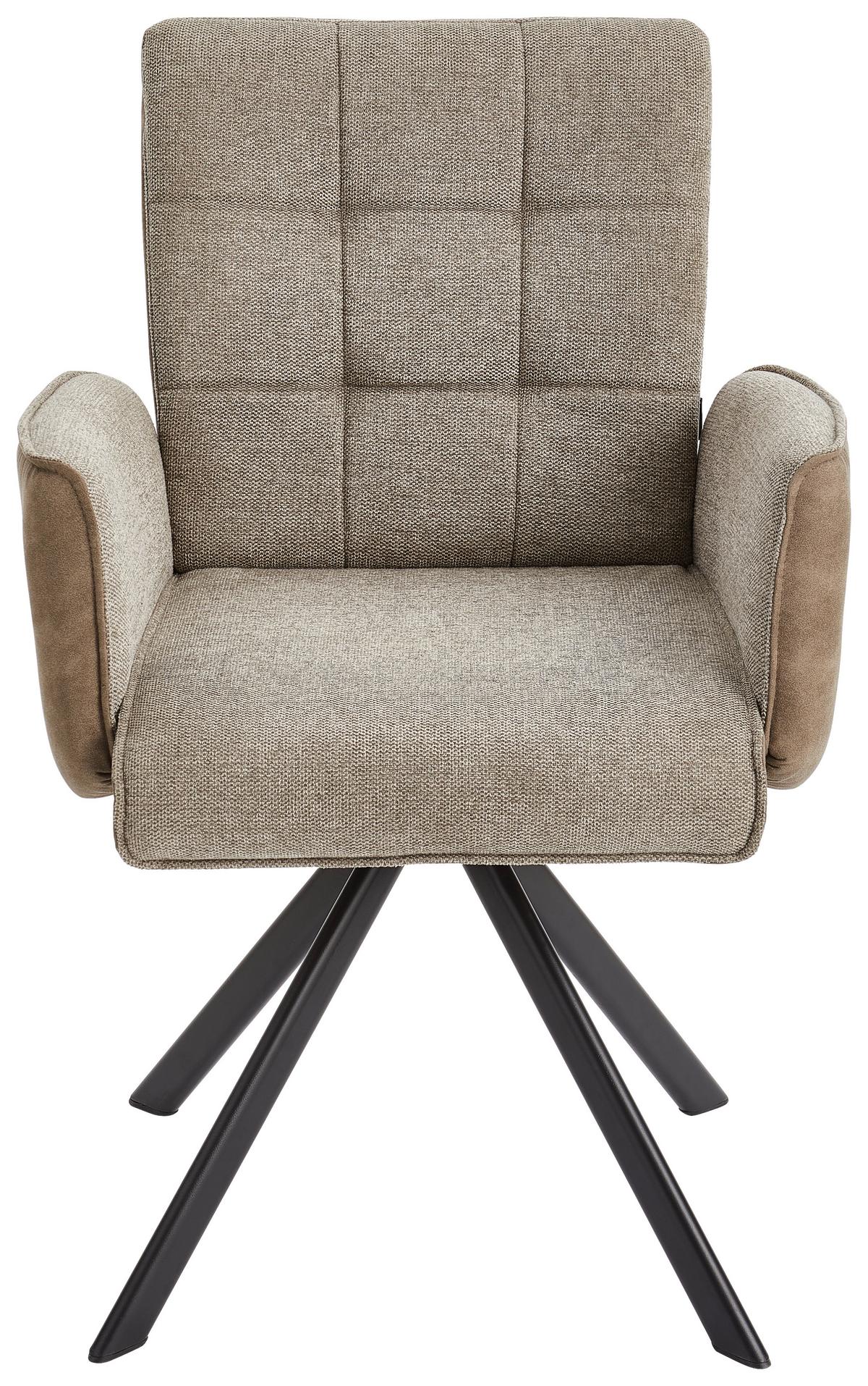 KRZESŁO Z PODŁOKIETNIKAMI FRIDA - czarny/szary, Modern, metal/drewno (61/91/64cm) - Livetastic