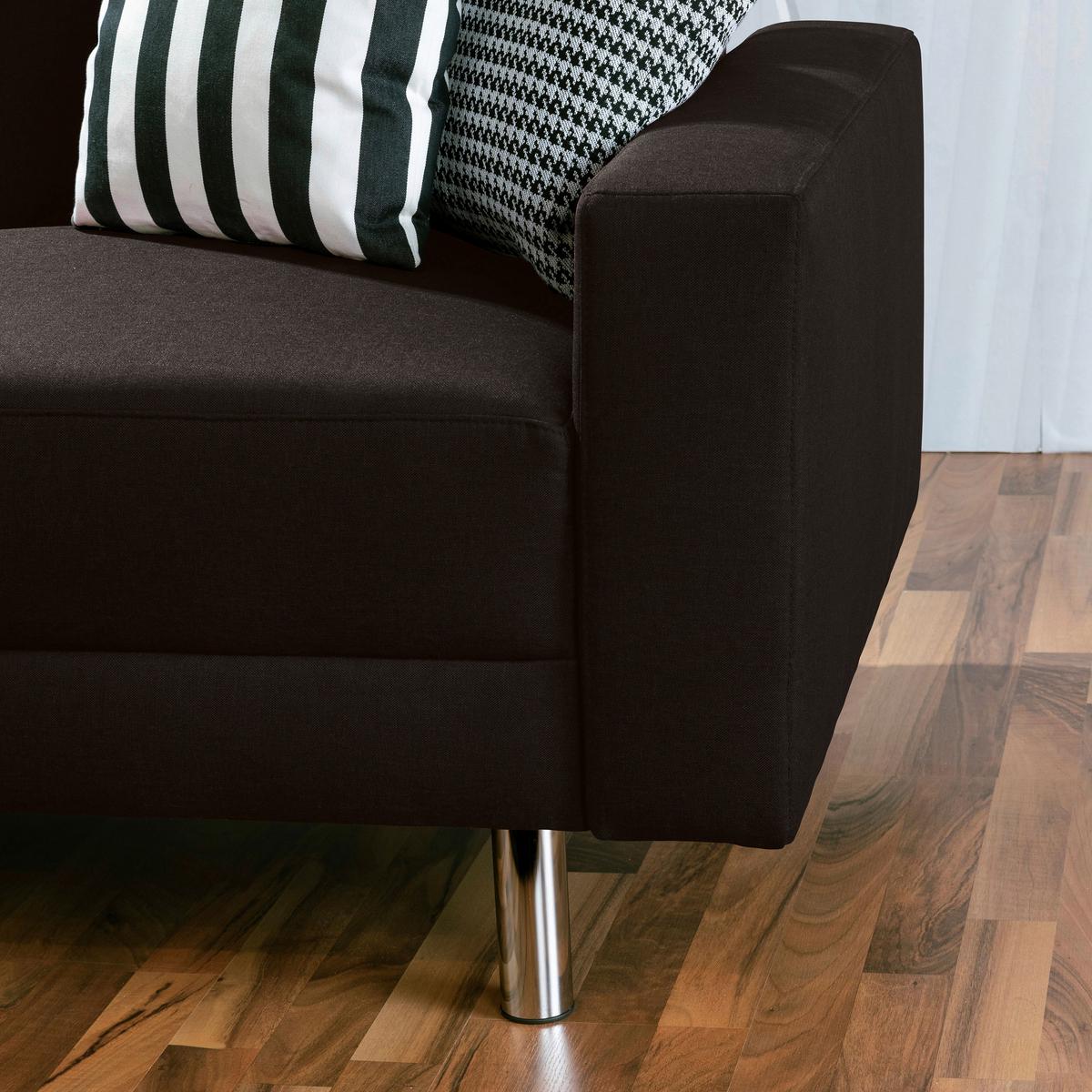 ECKSCHLAFSOFA JUST FASHION - Chromfarben/Dunkelbraun, KONVENTIONELL, Textil/Metall (152/230cm) - Max Winzer