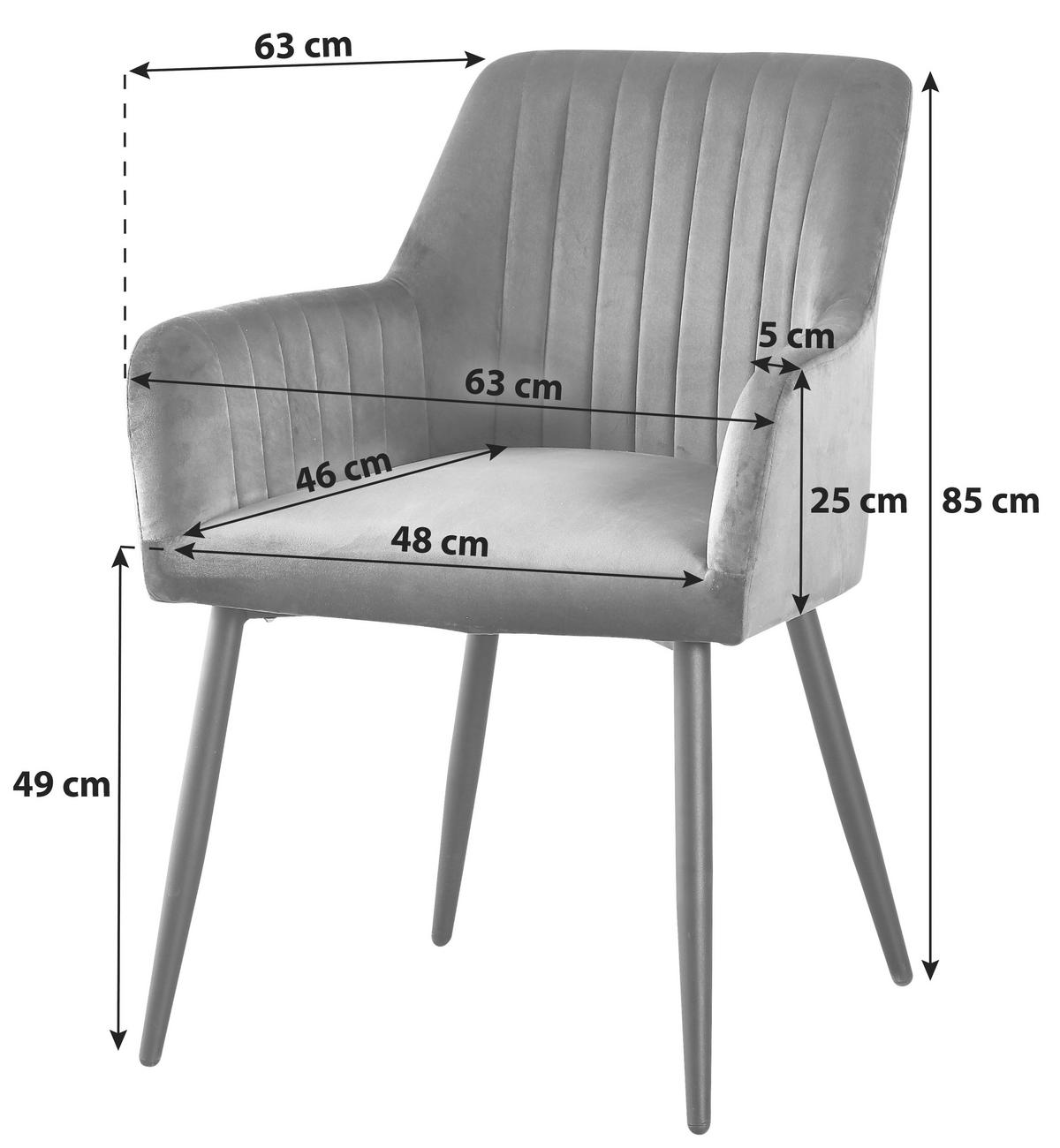 KRZESŁO Z PODŁOKIETNIKAMI KARIN - czarny/szary, Modern, metal/drewno (63/85/63cm) - MID.YOU