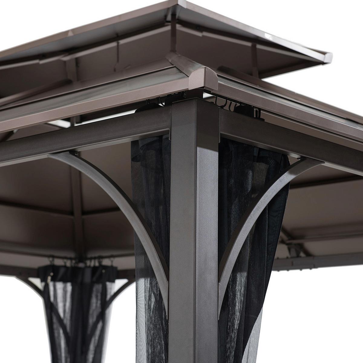 Pavillon Schwarz/Braun ca.366x293x307cm - Dunkelbraun/Schwarz, Basics, Metall (366/293/307cm)