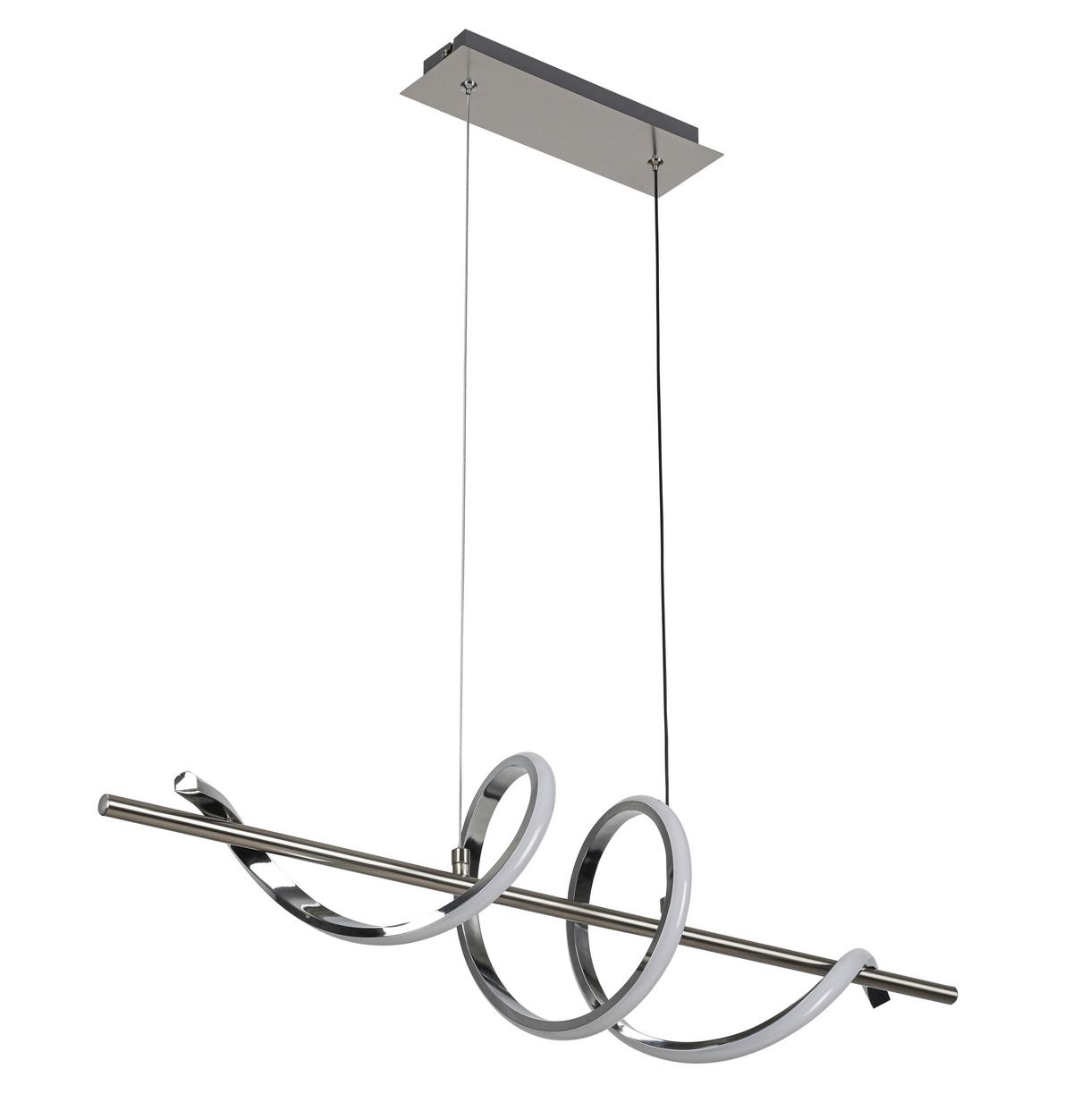 LED-Hängeleuchte Lina Chrom-/Nickelfarben max. 20 W - Chromfarben/Nickelfarben, MODERN, Kunststoff/Metall (20/80/120cm) - Mömax