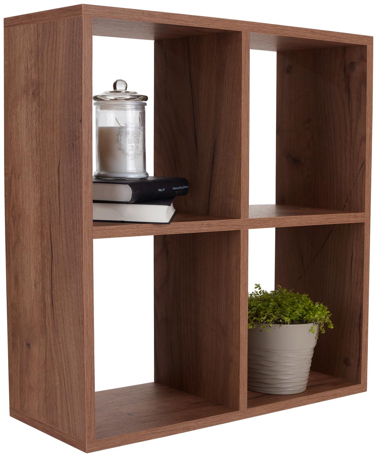 Falipolc Tölgy Szín 4 Tároló Alex - tölgyfa színű, Modern, fa (60/60/18cm) - Best Price