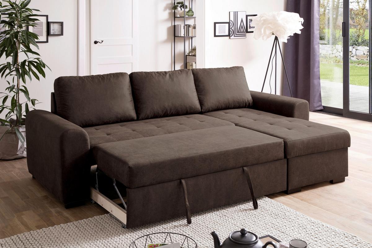 Ecksofa Poll Dunkelbraun - Dunkelbraun, MODERN, Textil (243/85/155cm) - Mömax