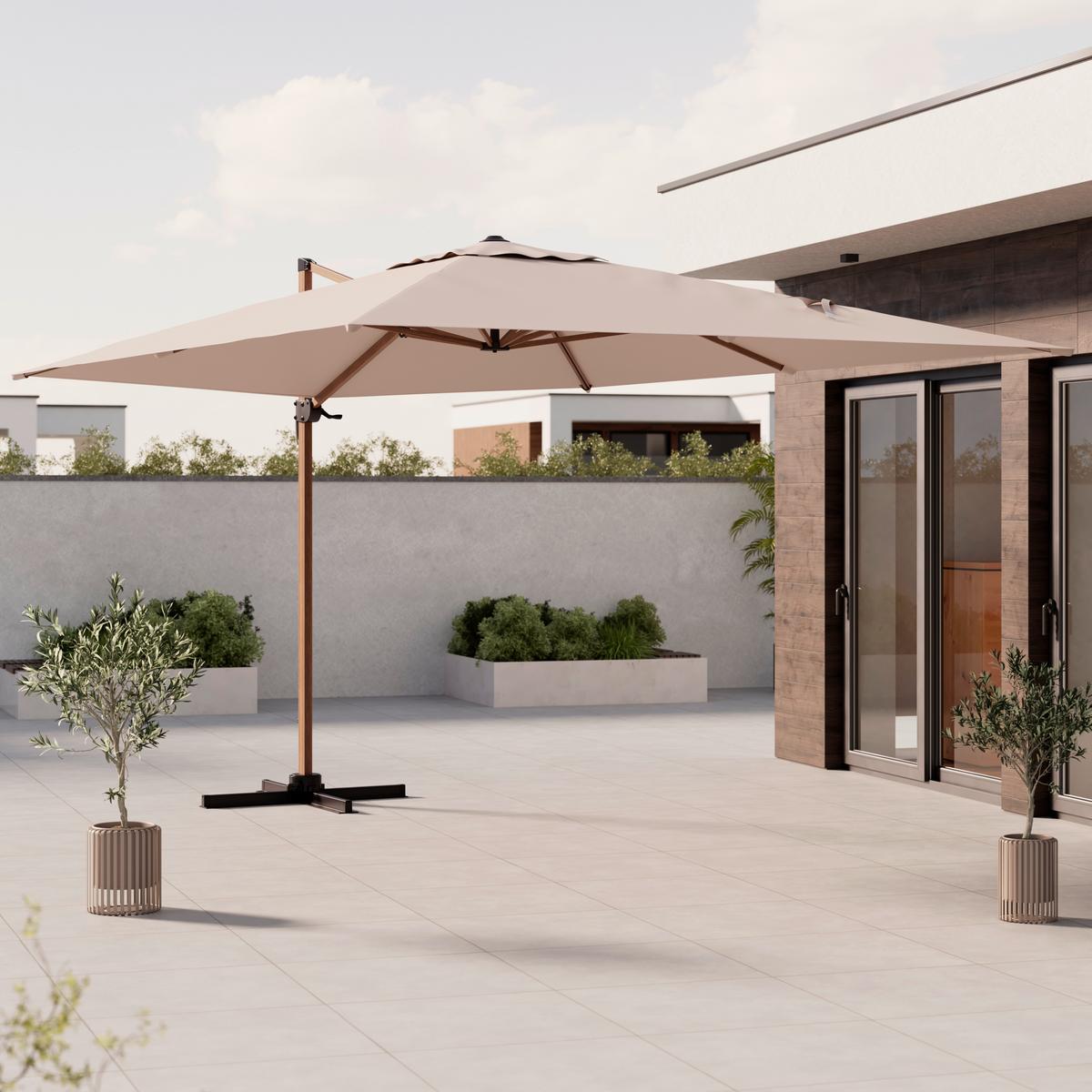 Ampelschirm Kairo Braun/Beige ca. 300x275x400cm - Beige/Braun, Basics, Textil/Metall (300/275/400cm)