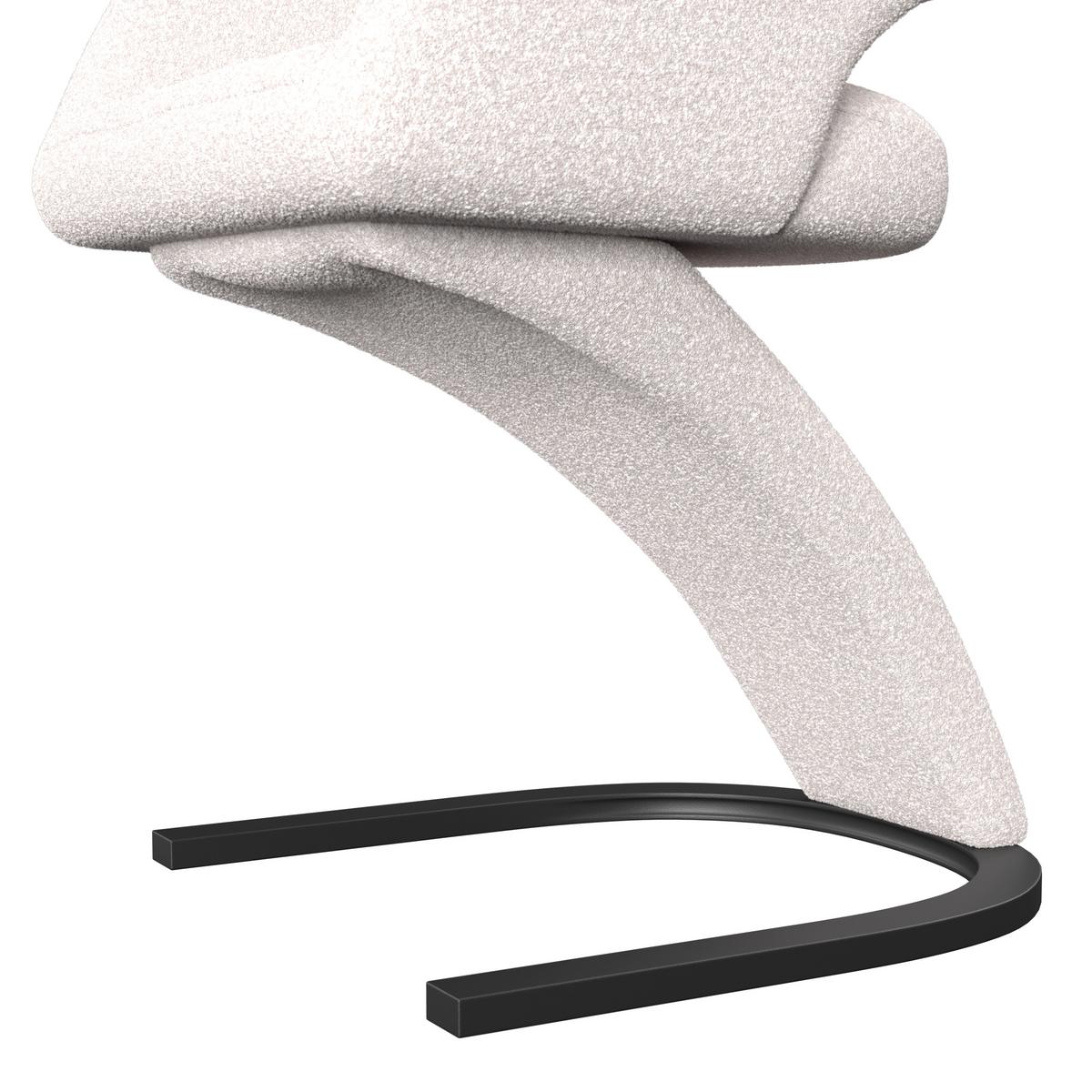 Armlehnstuhl Aria Creme Bouclé Gepolstert - Creme/Schwarz, MODERN, Holz/Textil (54/82/62cm) - Bessagi Home