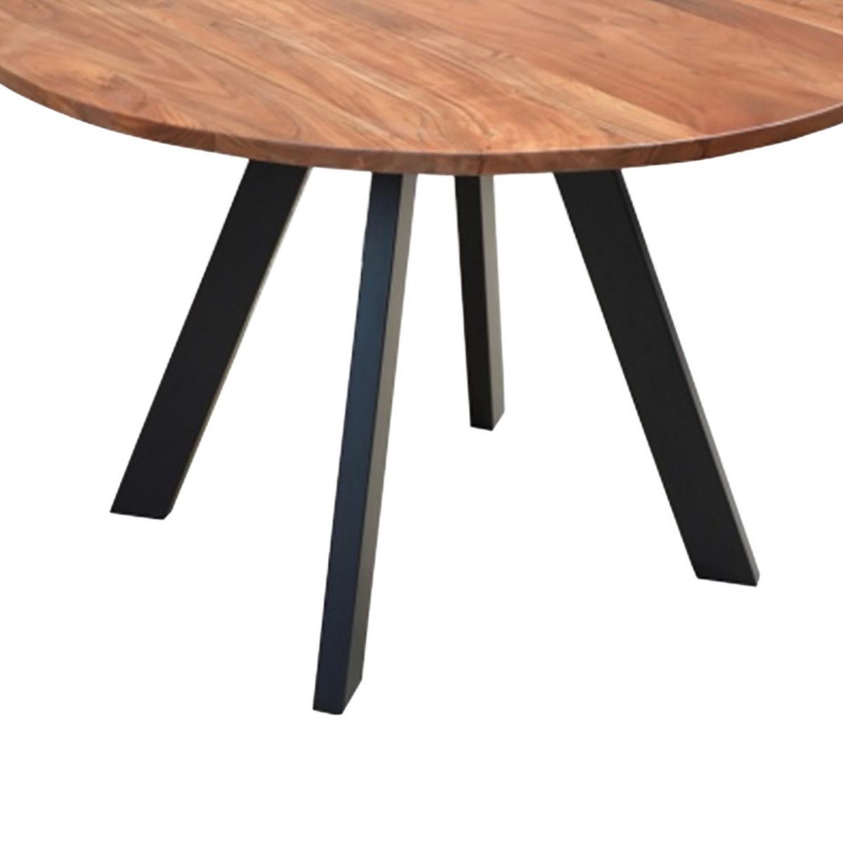 Esstisch Tara Akazie Echtholz rund D: ca. 120 cm - Schwarz/Akaziefarben, MODERN, Holz/Metall (120/120/76cm) - MID.YOU