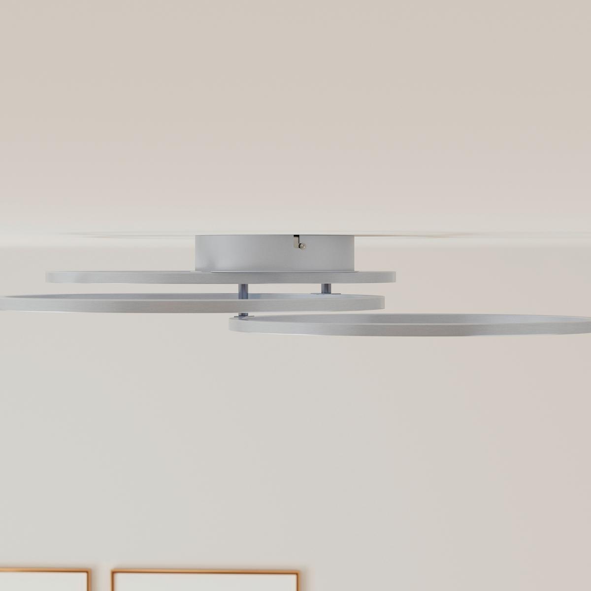 LAMPA SUFITOWA LED FONTANA *SBN* - kolor aluminiowy, Design, tworzywo sztuczne/metal (71/52/9cm) - Novel