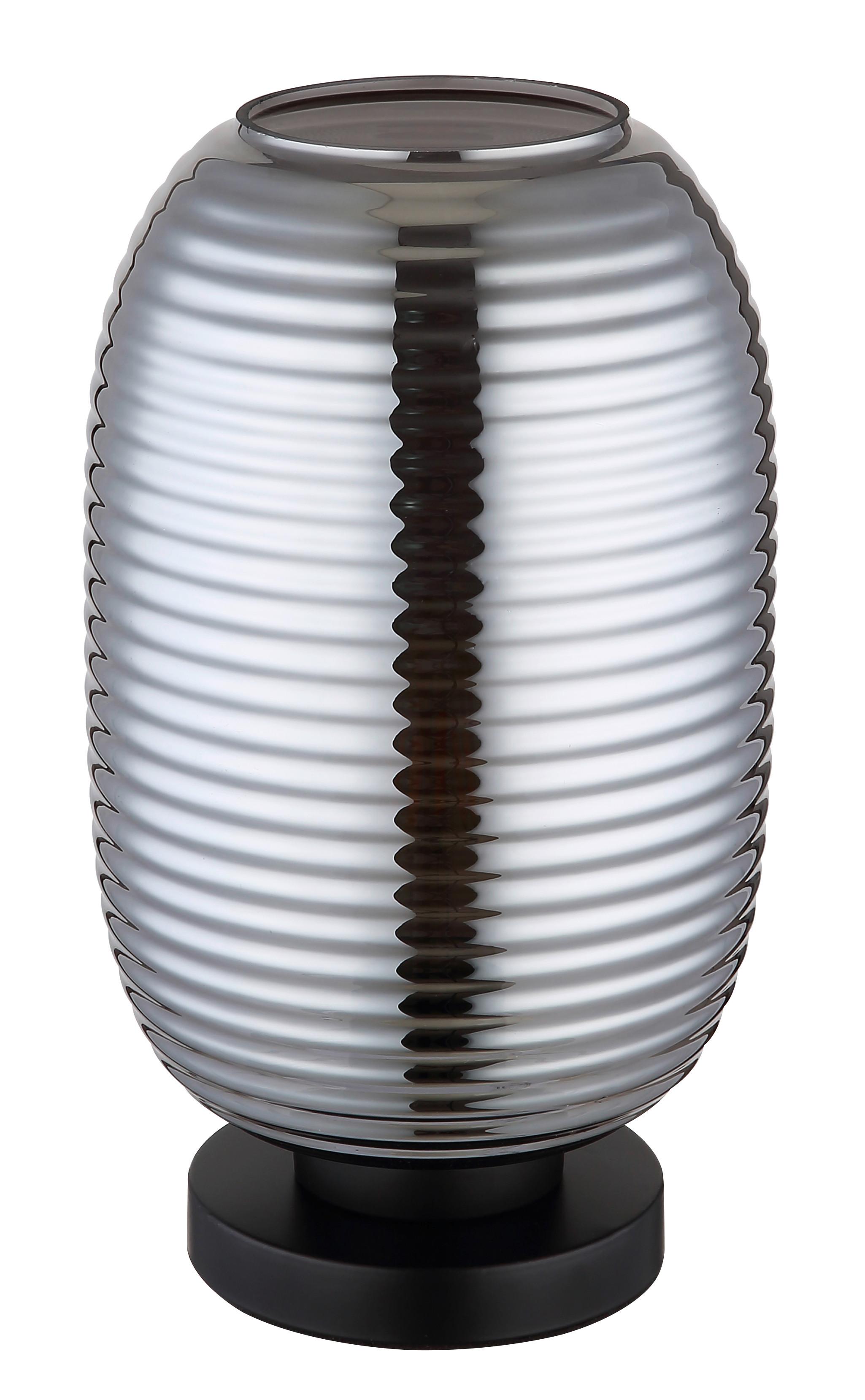 TISCHLEUCHTE 15794T JEFREY - Schwarz/Grau, Basics, Glas/Kunststoff (20/34,5cm) - Globo