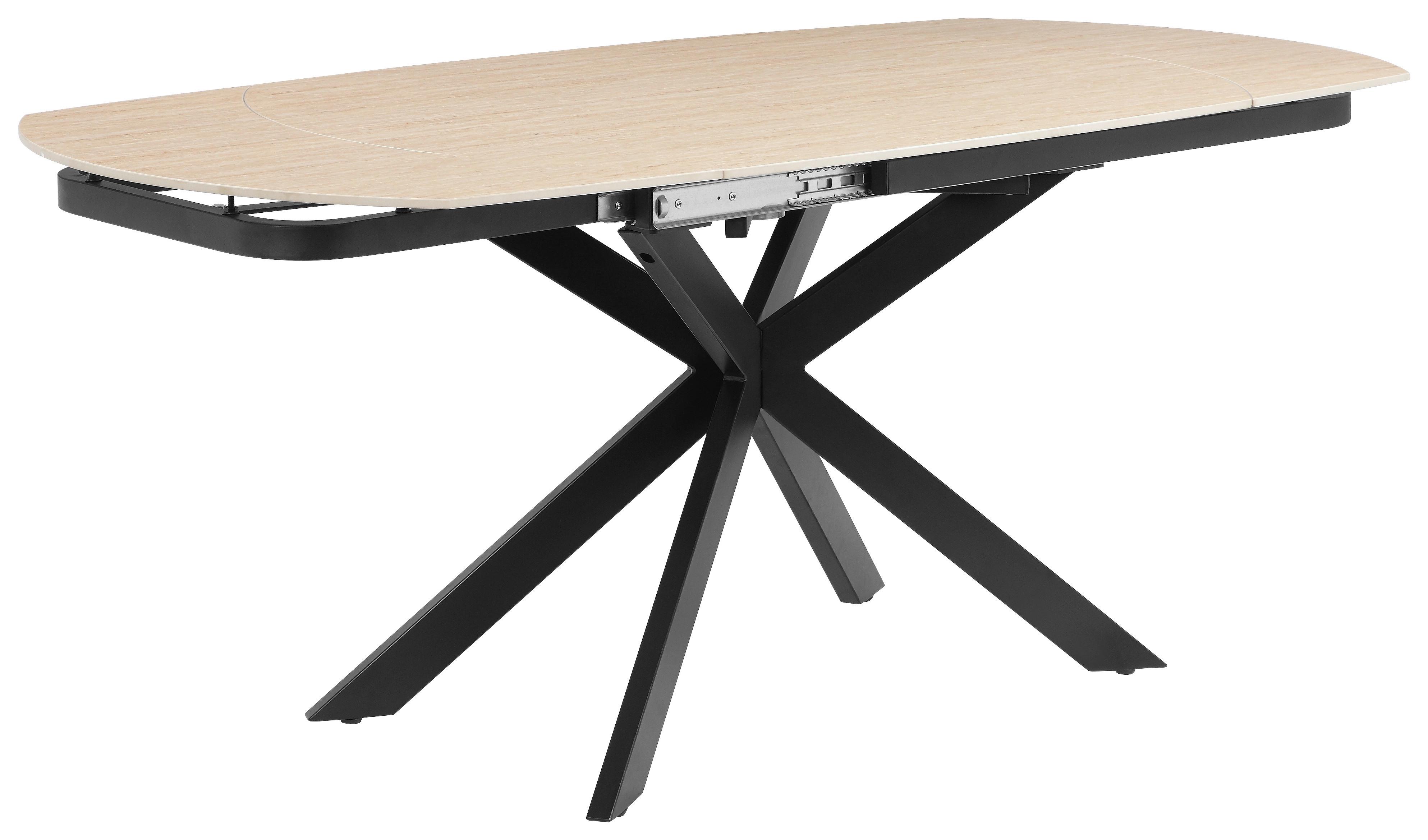 Raztegljiva Miza Senna, Bež, 120-180x90 - črna/bež, Moderno, kamen/kovina (120-180/90/75.5-79cm) - P & B