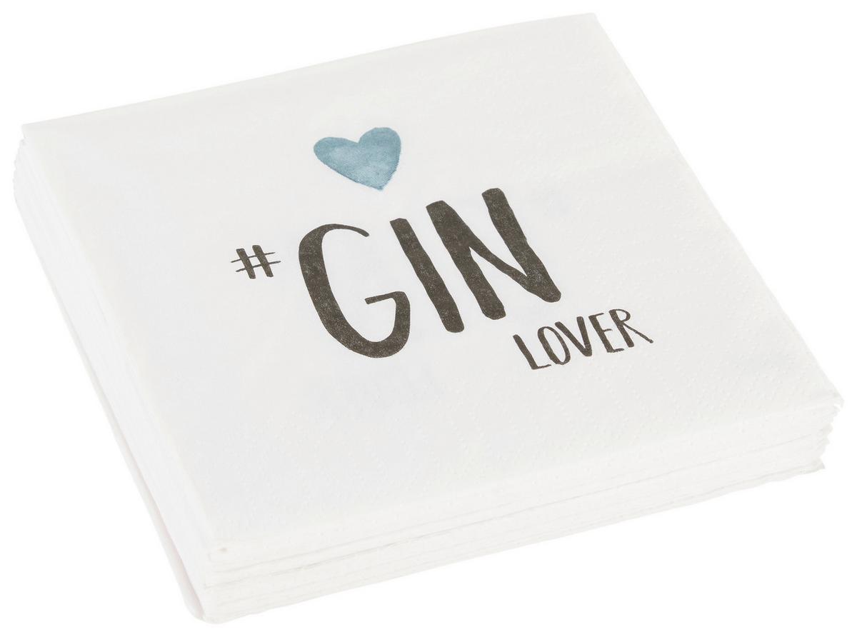 Cocktailserviette Linda in Weiss ca. 25x25cm - Blau/Weiss, Konventionell, Papier (25/25cm)
