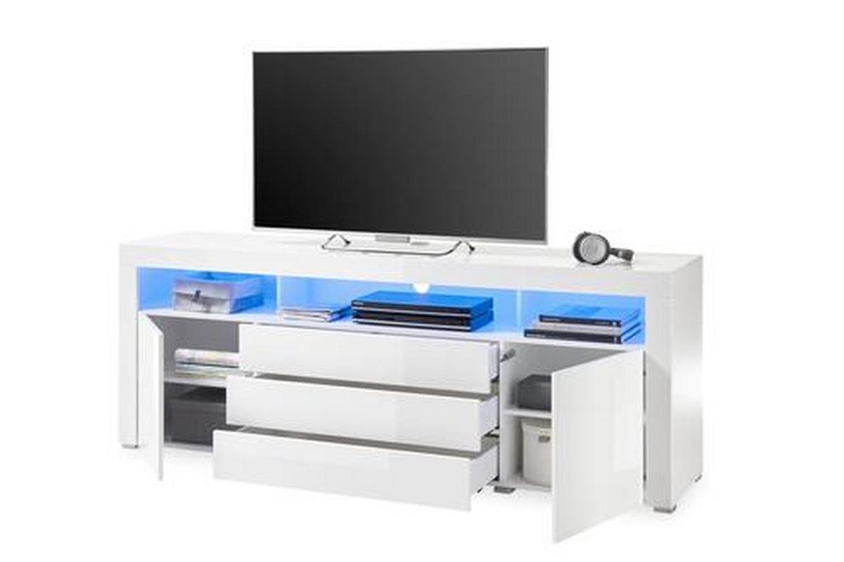 Komoda Goal, Bela, Led - bela/barve aluminija, Moderno, leseni material (200/74/44cm) - Modern Living