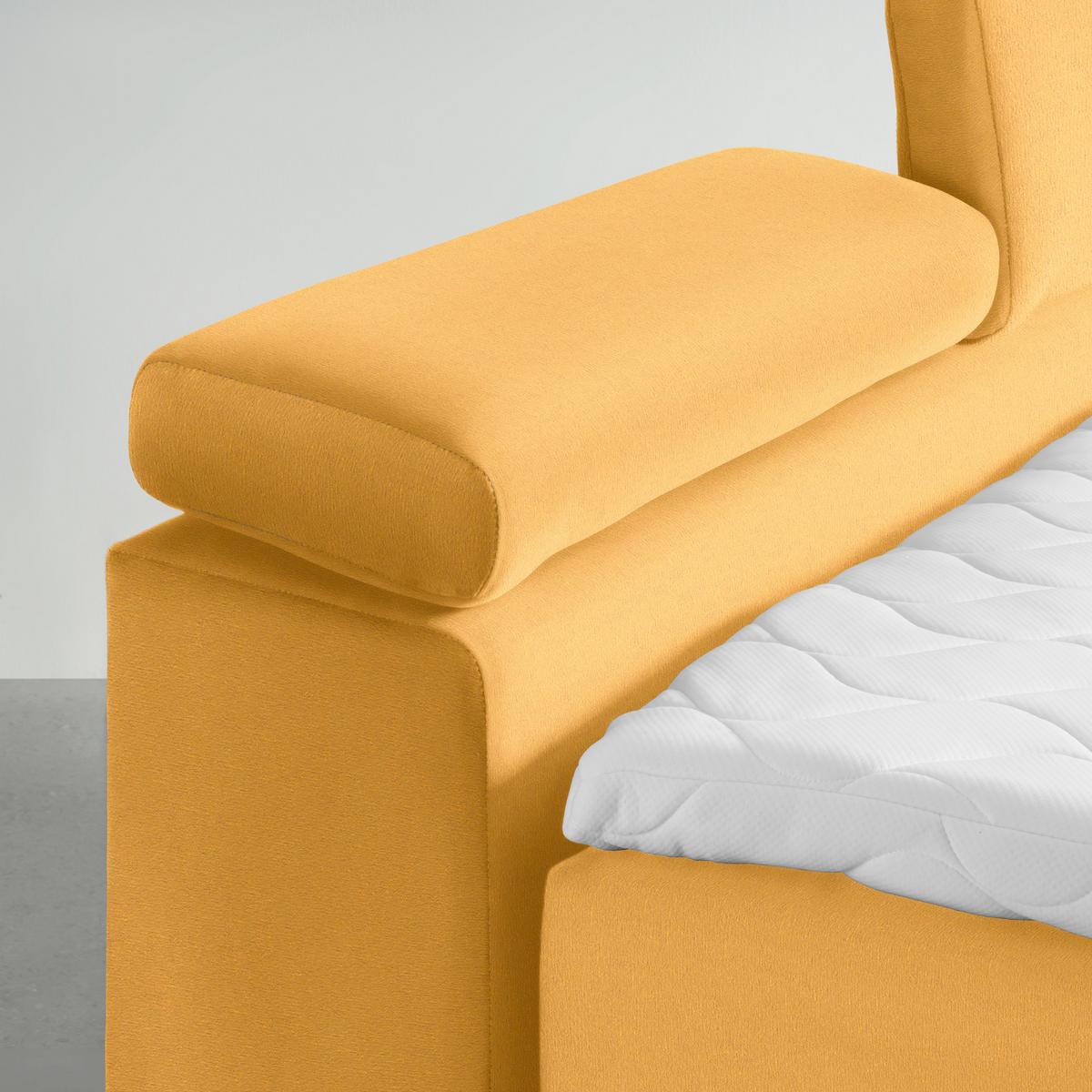 Boxspringbett Sevilla Senfgelb ca. 180x200cm - Senfgelb/Schwarz, KONVENTIONELL, Holz/Kunststoff (180/200cm) - Premium Living