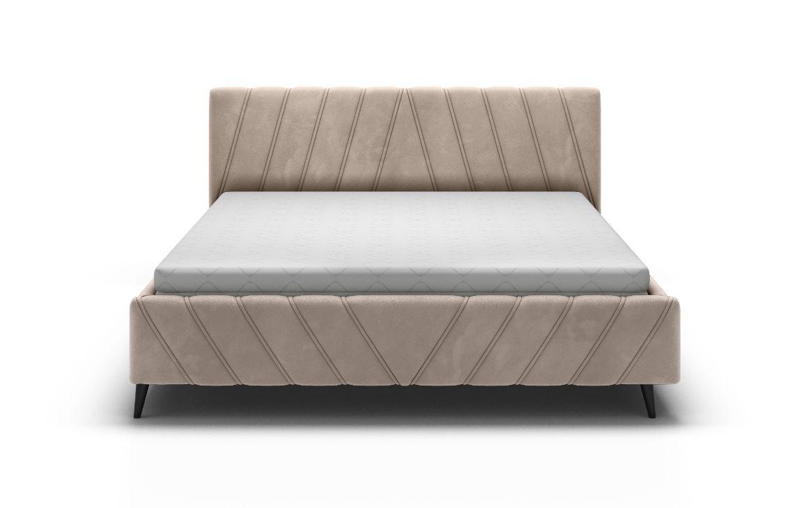 ŁÓŻKO TAPICEROWANE MELLI 180 - beżowy/czarny, Design, drewno/tkanina (180/200cm)
