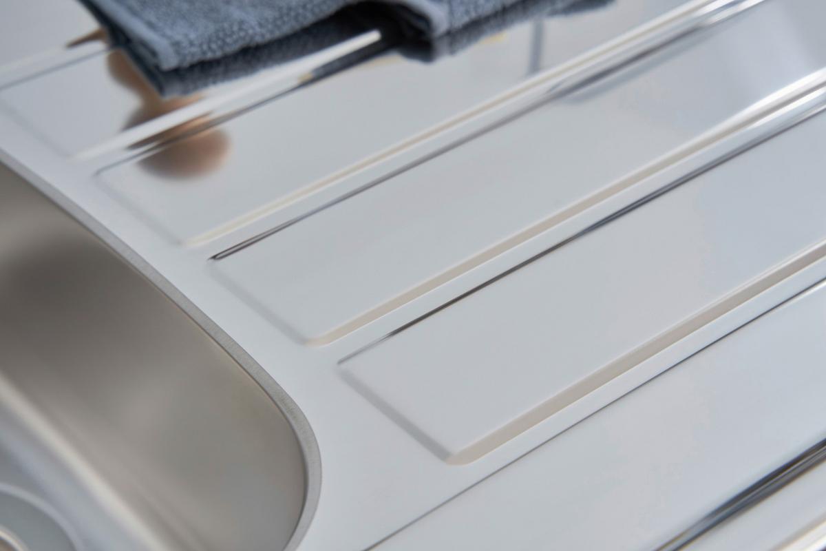 Spüle Edelstahl m. Siebkorb B/T ca. 100x50 cm - Edelstahlfarben, MODERN, Metall (100/17,5/50cm) - Respekta