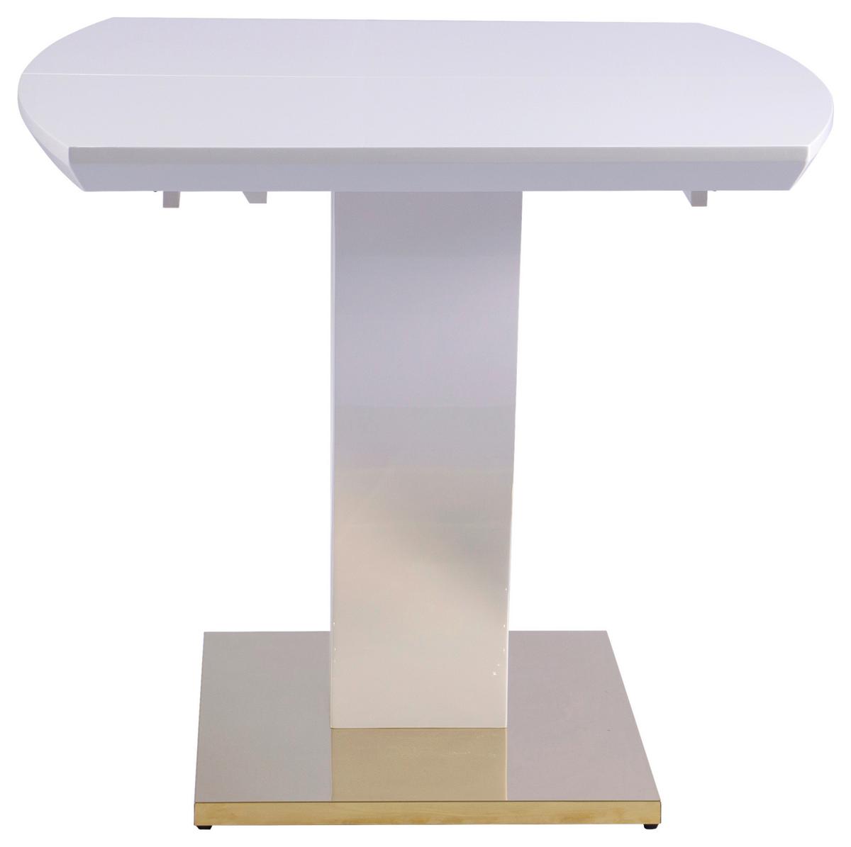 Jedilna Miza Jade Az, Bela, 140-180x90 - zlate barve/bela, Konvencionalno, kovina/leseni material (140-180/76/90cm) - MID.YOU