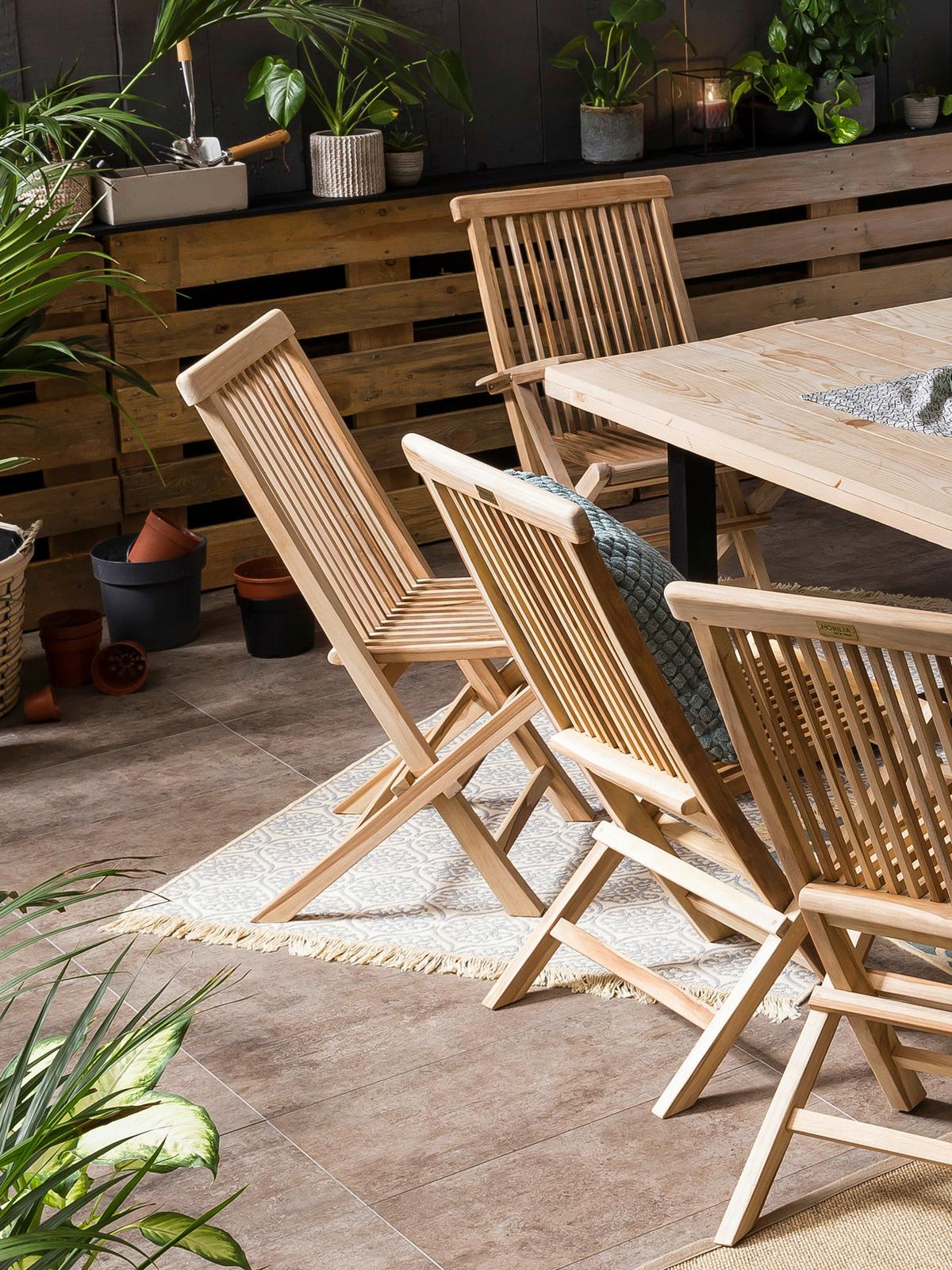 Gartenklappstuhl-Set 2er-Set Naturfarben - Naturfarben, Design, Holz (47/89/57cm) - Gardenson