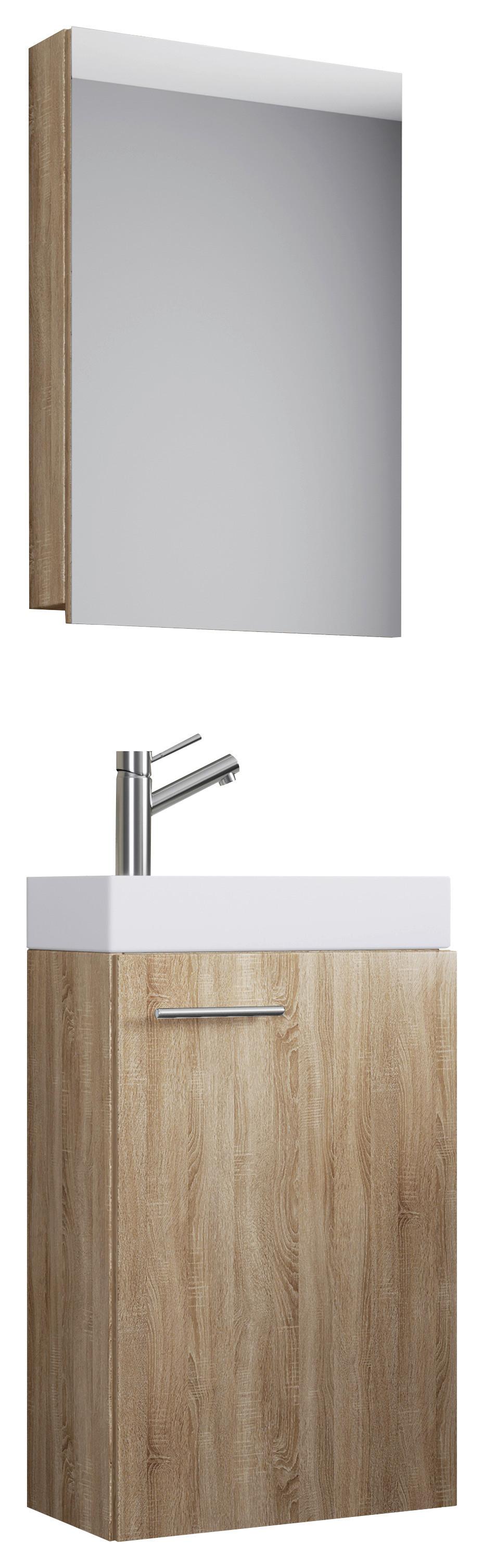 Gästebad Slito 3-tlg. ca. 41 cm Sonoma Eiche - Weiß/Sonoma Eiche, KONVENTIONELL, Keramik/Holzwerkstoff (41cm) - MID.YOU