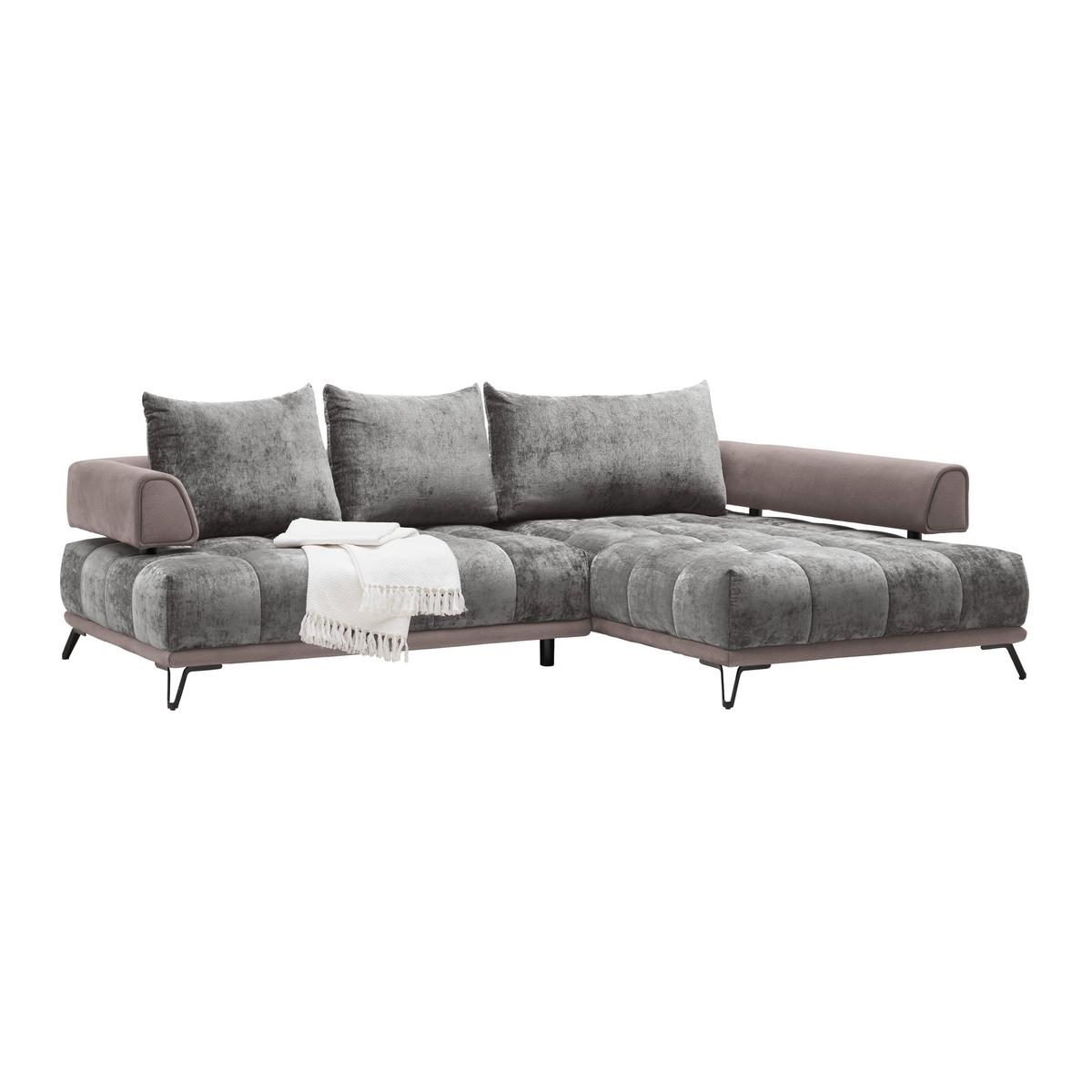 Ecksofa Morgan Grau - Schwarz/Grau, MODERN, Textil/Metall (262/184cm) - Mömax