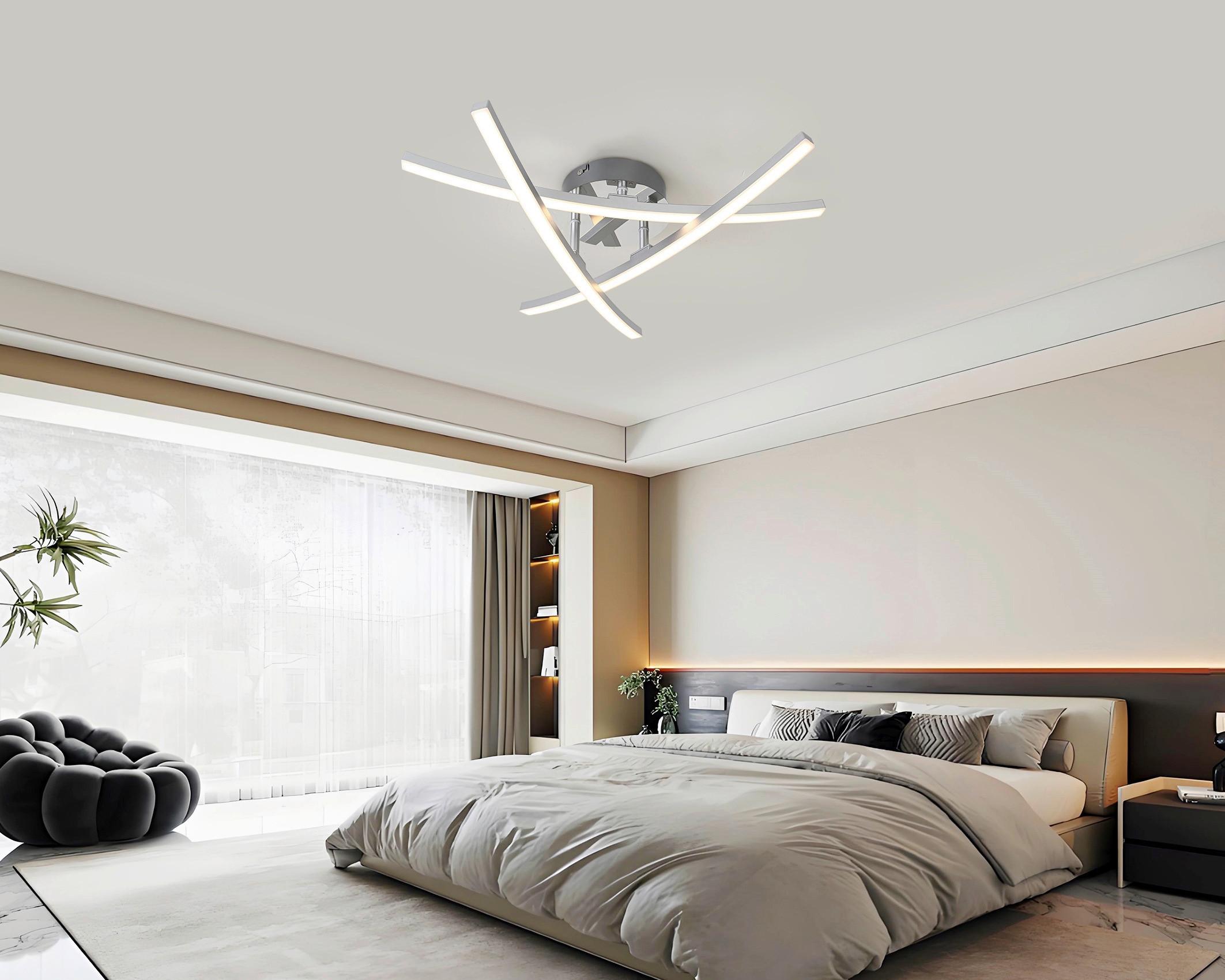 LED-TAKLAMPA KRISTINA - kromfärg/silver, Modern, metall/plast (56/56/11cm) - Mömax