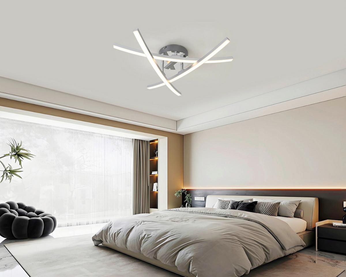 LED-Deckenleuchte Kristina Silber-/Chromfarben max. 18 W - Chromfarben/Silberfarben, MODERN, Kunststoff/Metall (52/11cm) - Mömax