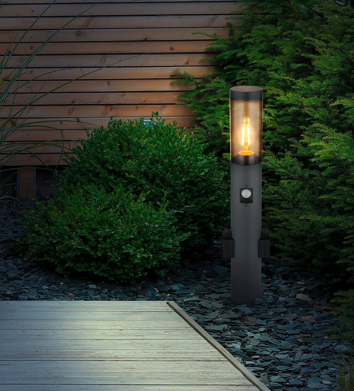 Außenleuchte Boston in Grau/Anthrazit max. 15 Watt - Anthrazit/Grau, Design, Kunststoff/Metall (12,7/60cm) - Globo
