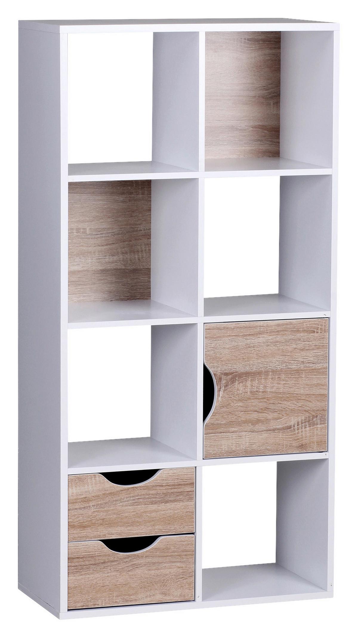 Standregal ca. 60x120x29 cm Weiß/Eichefarben - Eichefarben/Weiß, KONVENTIONELL, Holzwerkstoff (60/120/29cm) - MID.YOU