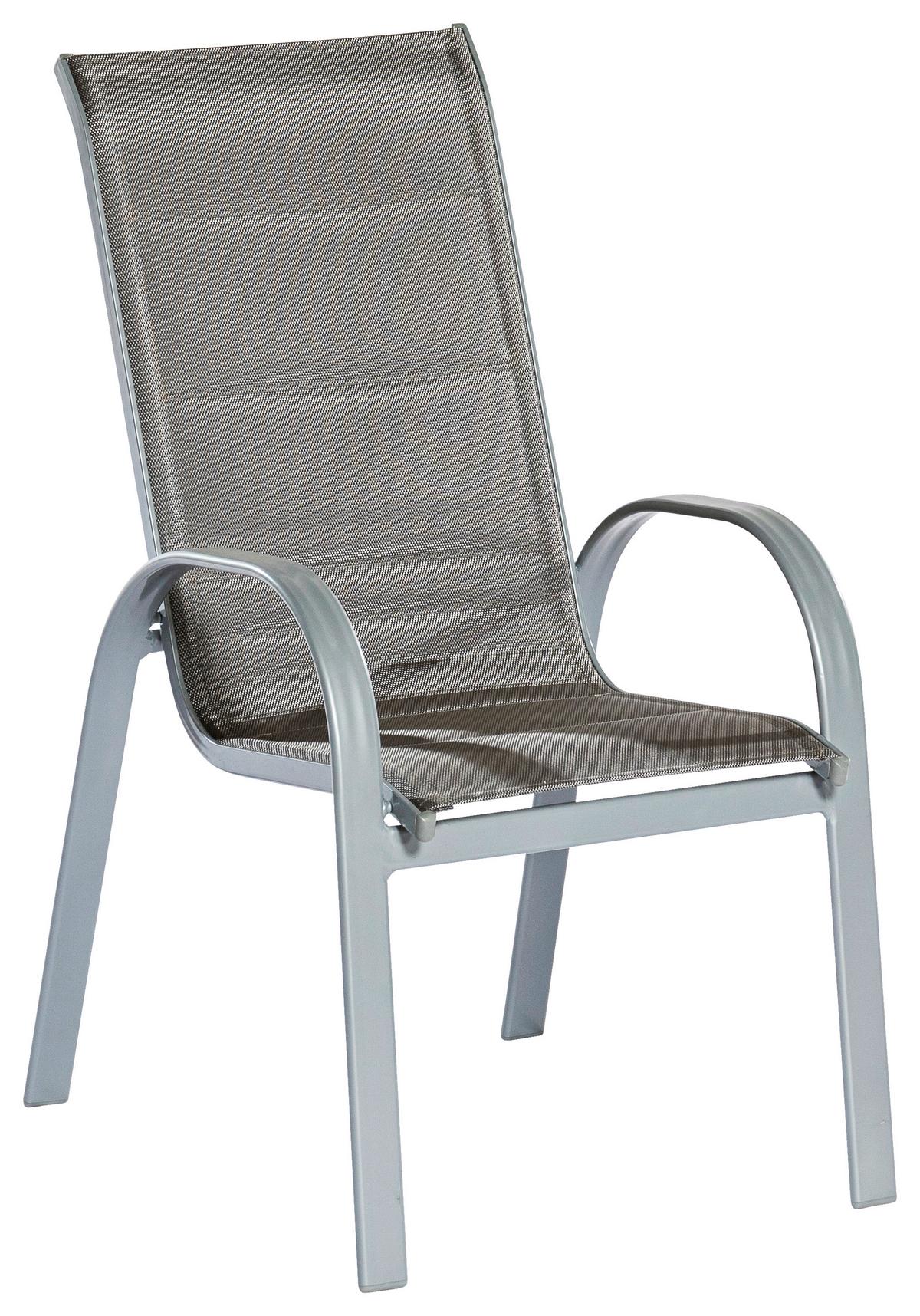 Gartensessel Amalfi di Lusso 2er-Set Braun Metall/Textil - Silberfarben/Braun, KONVENTIONELL, Textil/Metall (56,5/104/77cm) - Gardenson