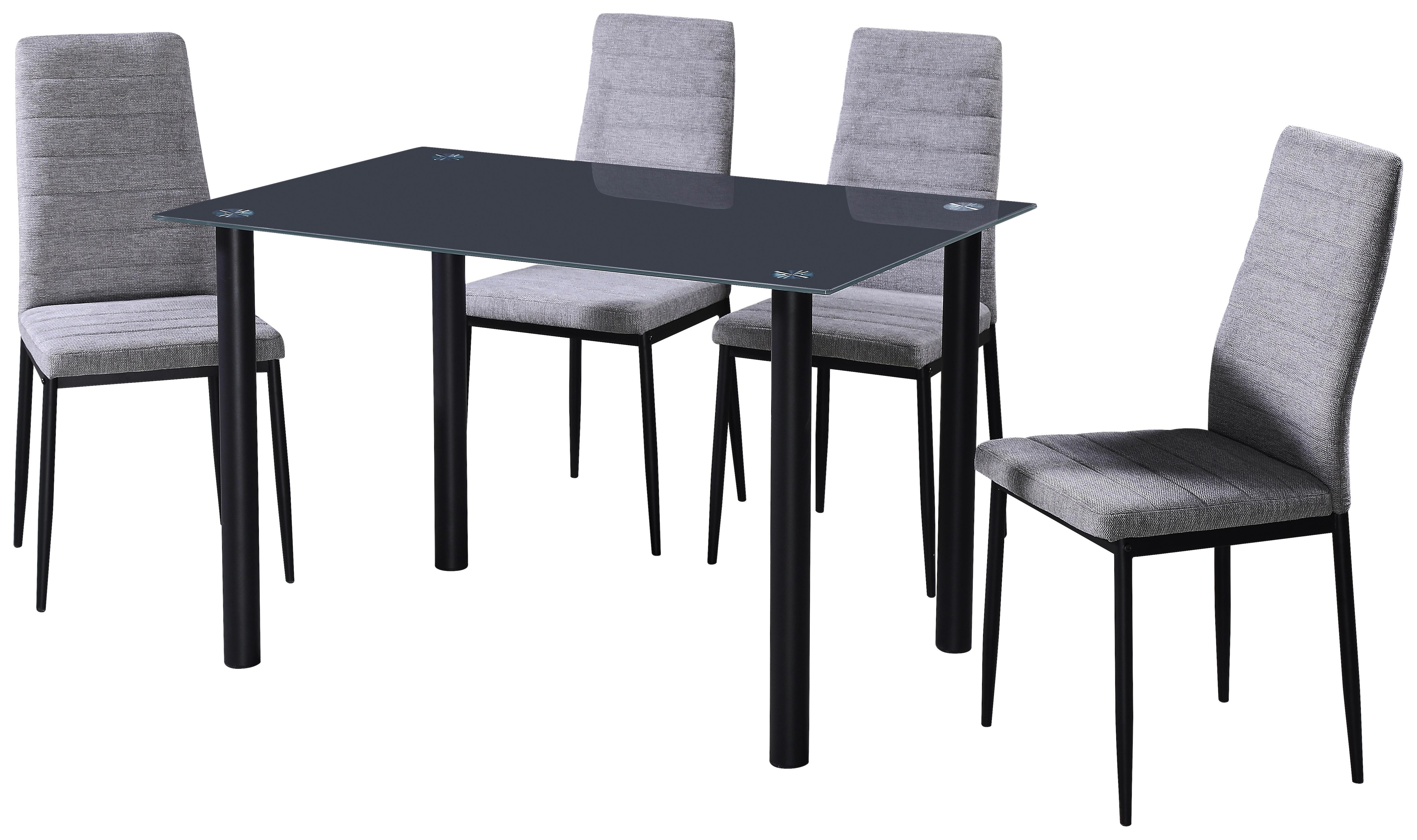 Jedilna Garnitura Wels 1, Siva, Črna, 5-Delno - siva/črna, Konvencionalno, kovina/steklo (120/75/80cm) - Mömax