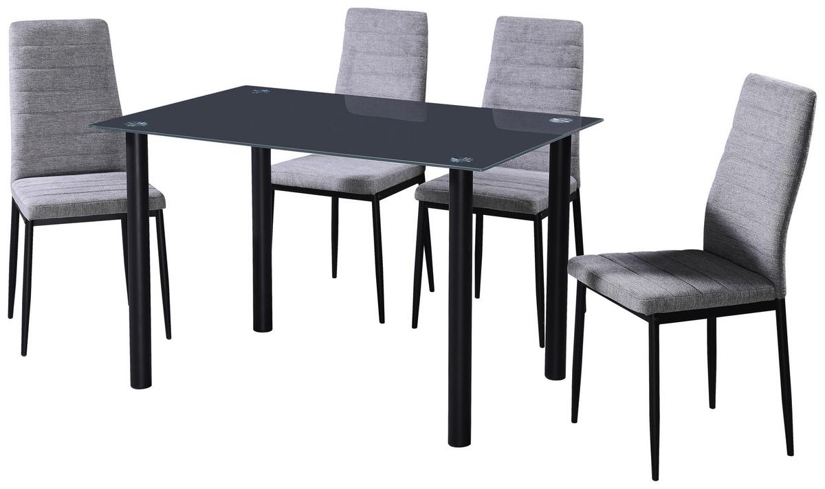 Set cu masă și scaune WELS 1 *PH* - negru/gri, Konventionell, sticlă/metal (120/75/80cm) - Best Price