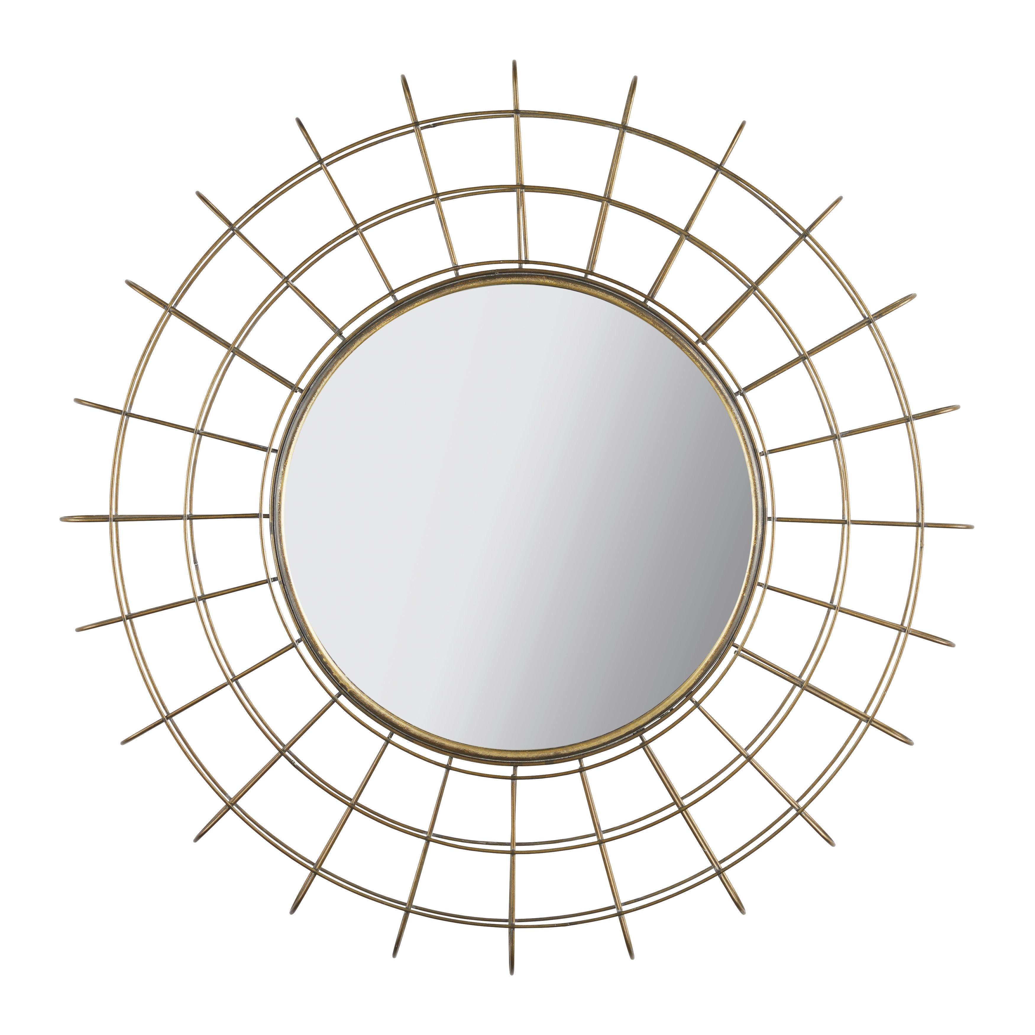 Spiegel "Miranda" Ø ca.76cm, messing - Messingfarben/Silberfarben, MODERN, Glas/Holzwerkstoff (76cm) - Bessagi Home