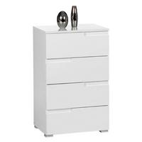 KOMODA SPICE 2 - biały wysoki połysk/kolor srebrny, Design, materiał drewnopochodny/tworzywo sztuczne (50/80/40cm) - Carryhome