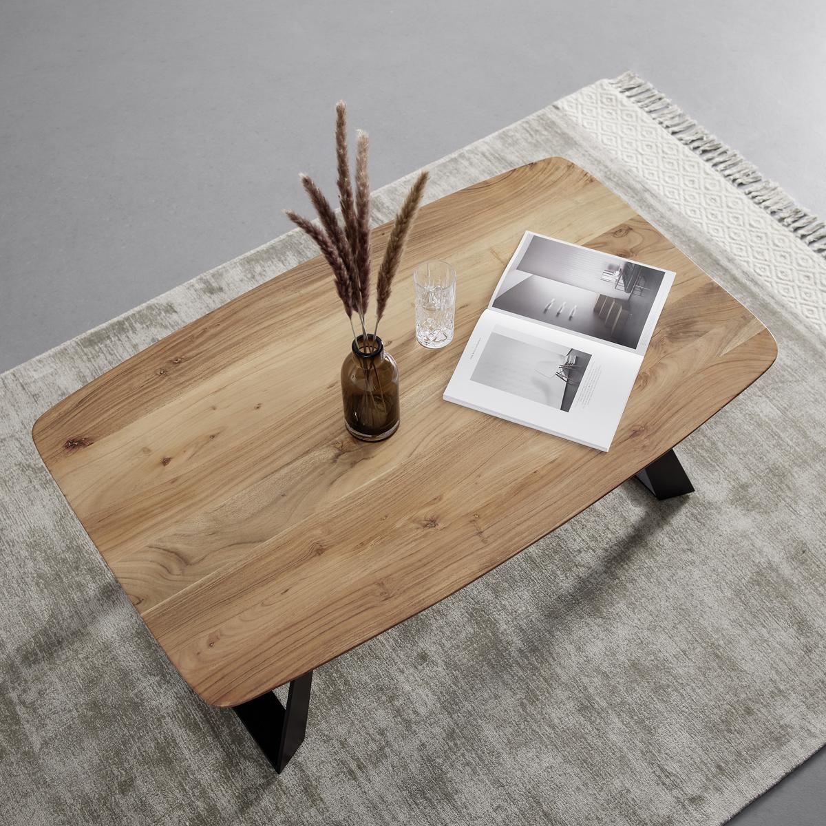 STOLIK KAWOWY BURGSINN - kolor akacjowy/czarny, Natur, metal/drewno (115/70/45cm) - Livetastic