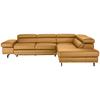Wohnlandschaft Carmen rechts Senfgelb - Senfgelb/Schwarz, MODERN, Leder/Holz (292/72/226cm) - Premium Living