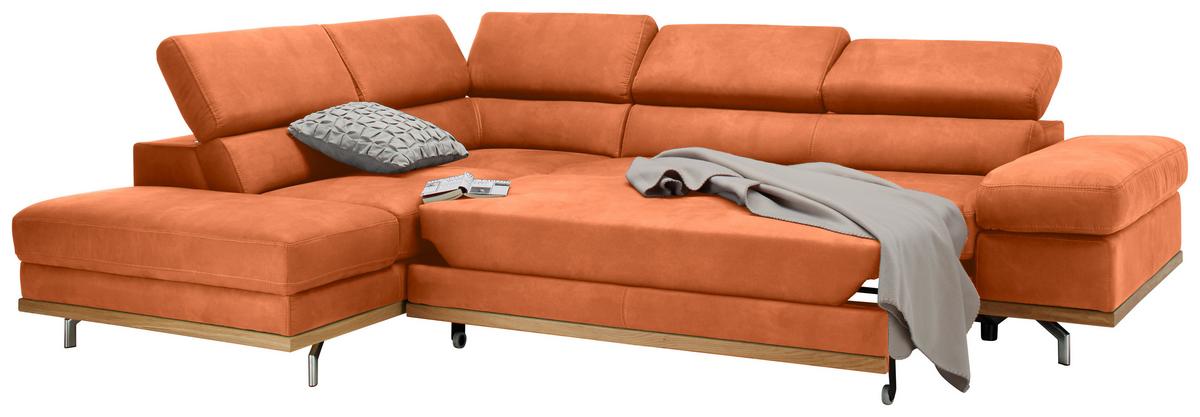 Ecksofa Carmen Orange - Chromfarben/Schwarz, KONVENTIONELL, Holz/Textil (292/226cm) - Mömax