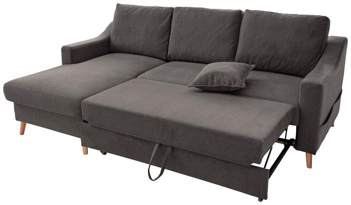 Wohnlandschaft Valentina Anthrazit Struktur - Anthrazit/Naturfarben, KONVENTIONELL, Holz/Textil (150/228cm) - P & B