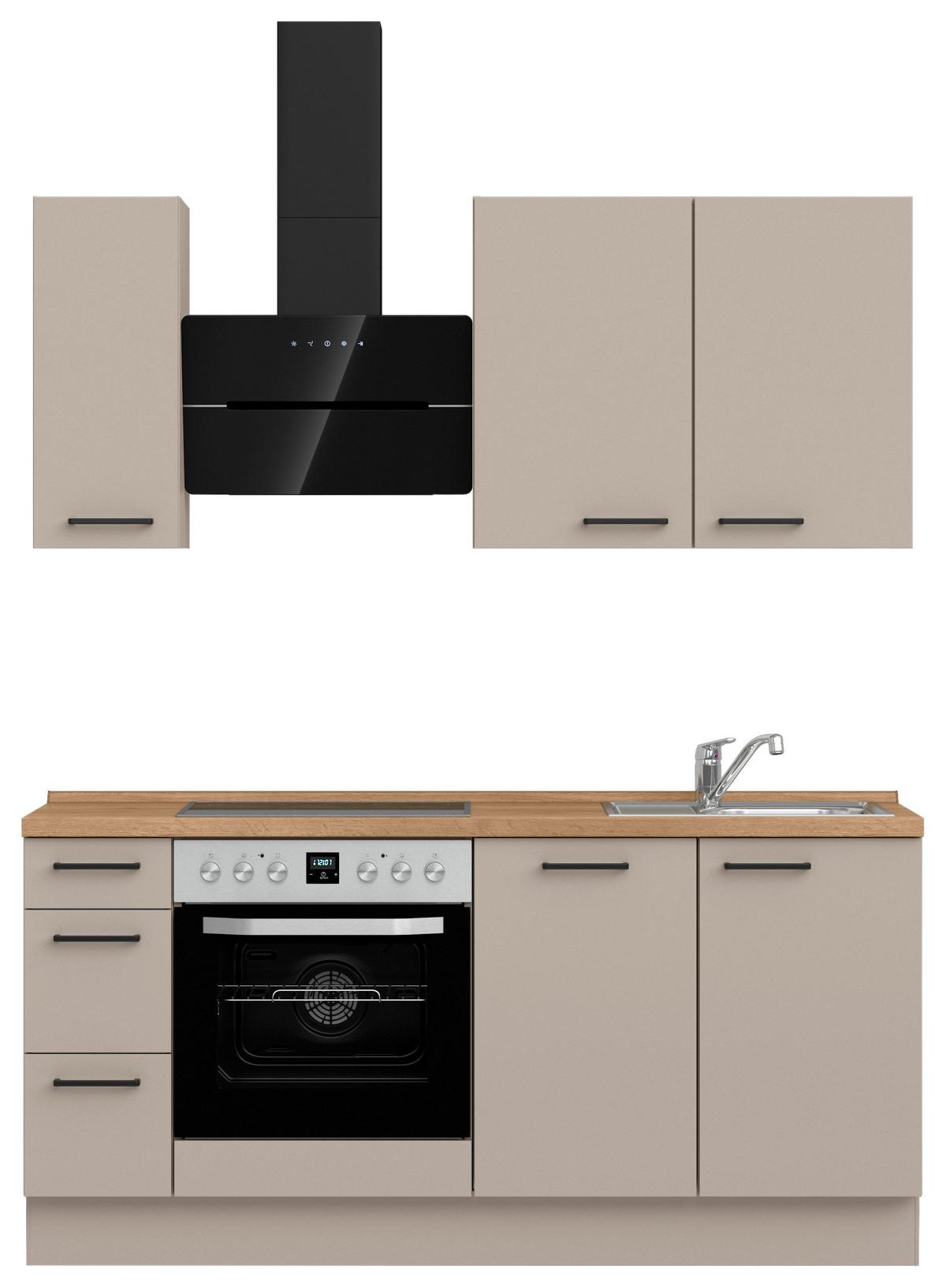 Küchenblock Easytouch High m. Geräten Sandfarben - Sandfarben/Eichefarben, MODERN, Holzwerkstoff/Metall (180cm) - Nobilia